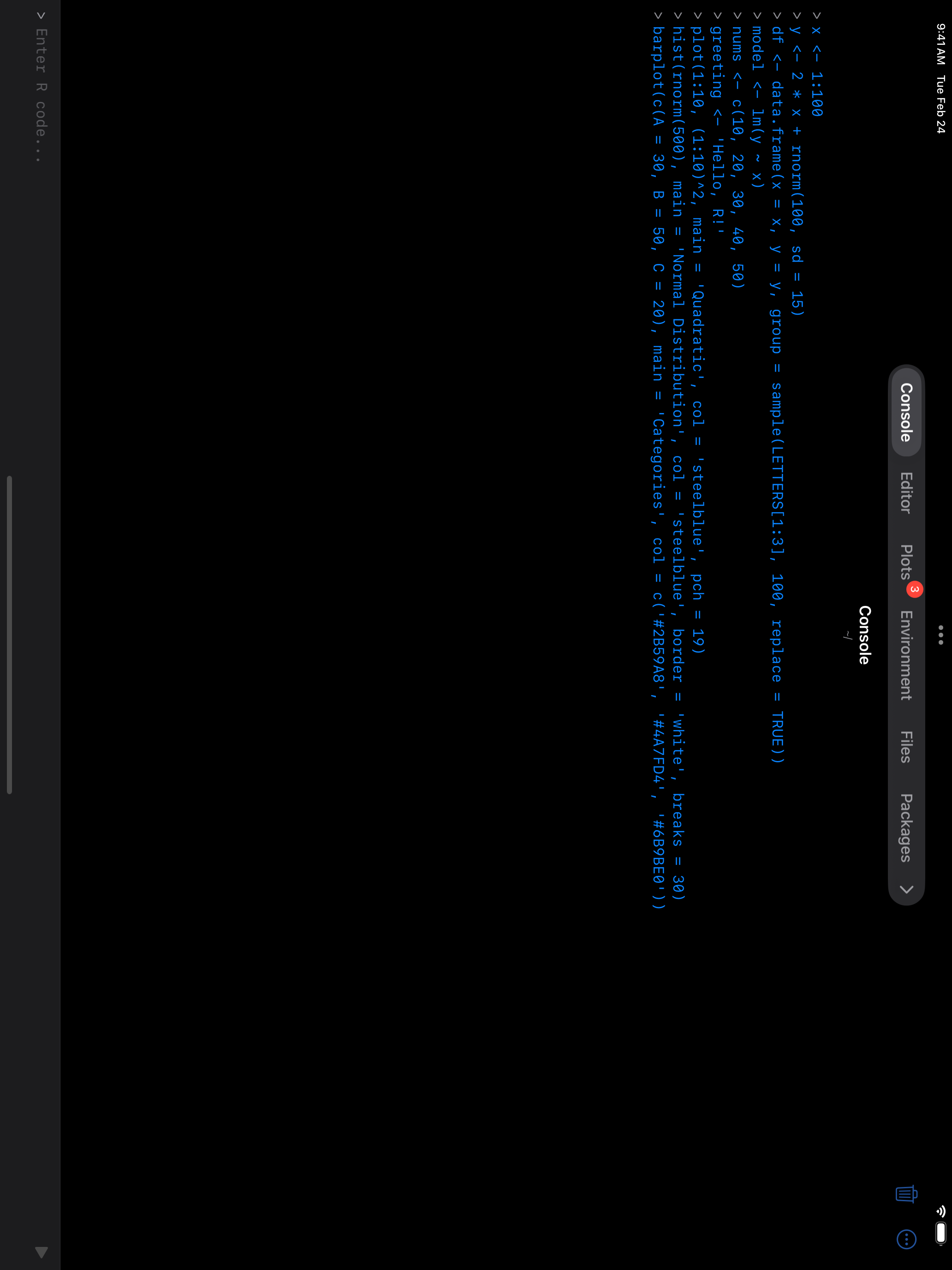 iPad Tab Bar in landscape, dark mode