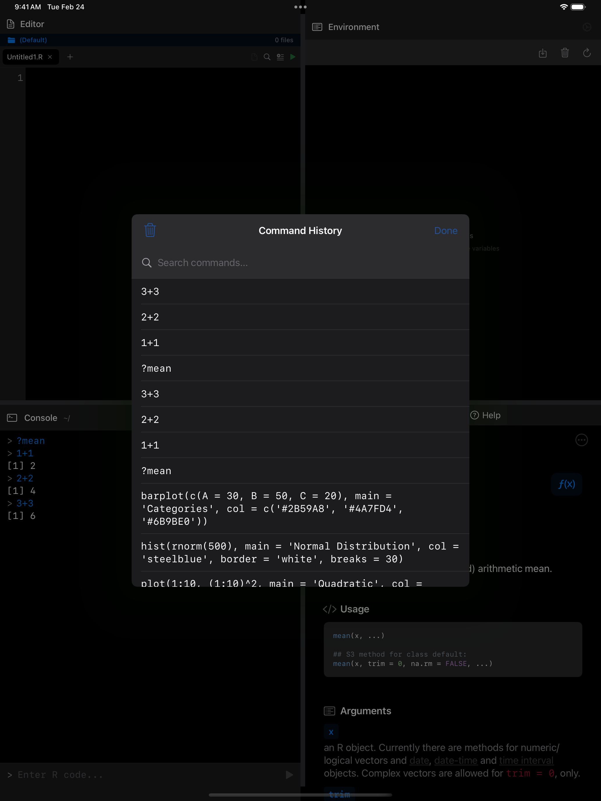 Console history search on iPad