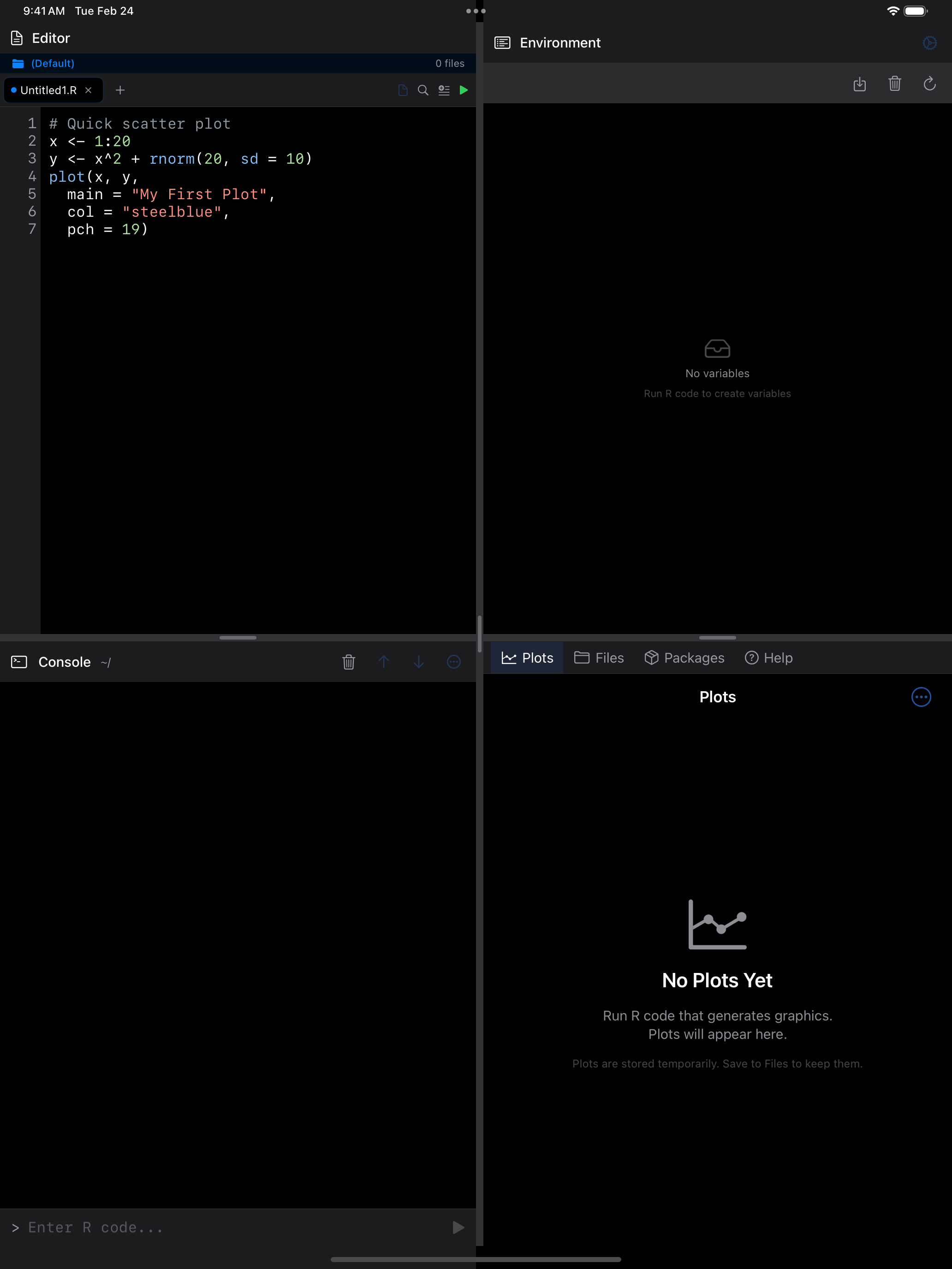Editor with R script on iPad