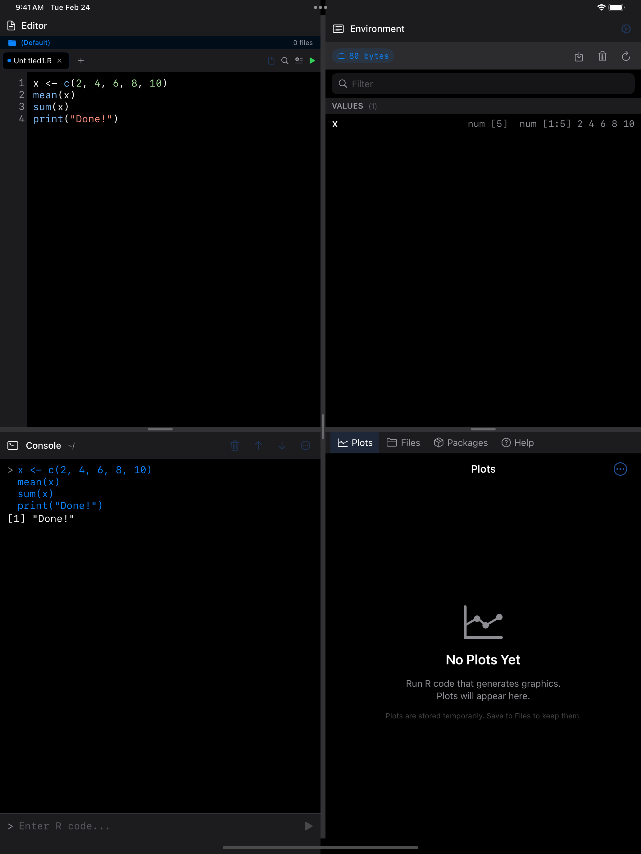 Run all code with green play button on iPad