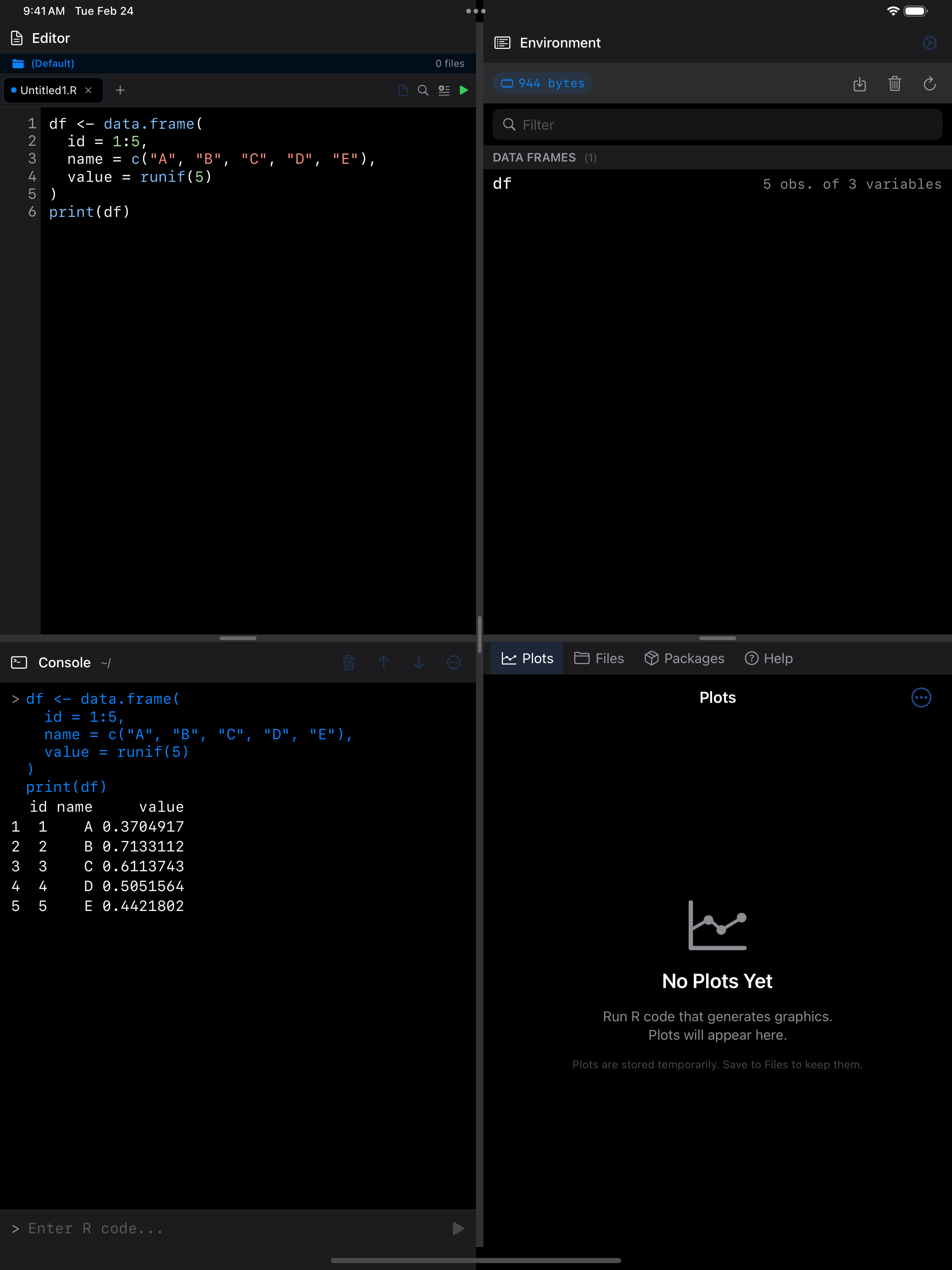 Snippet inserted and executed on iPad
