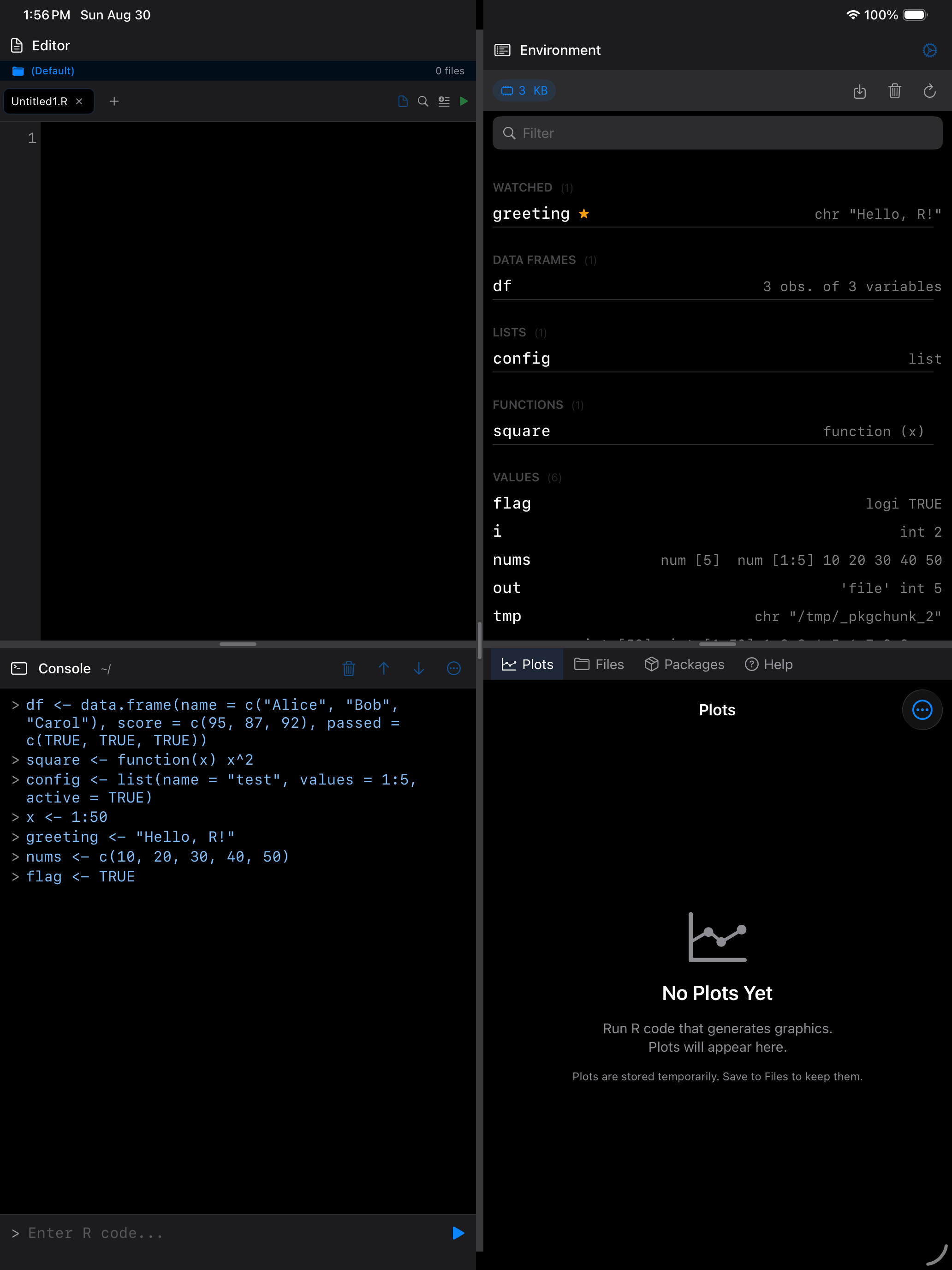 Long press context menu showing the Watch option on iPad in dark mode