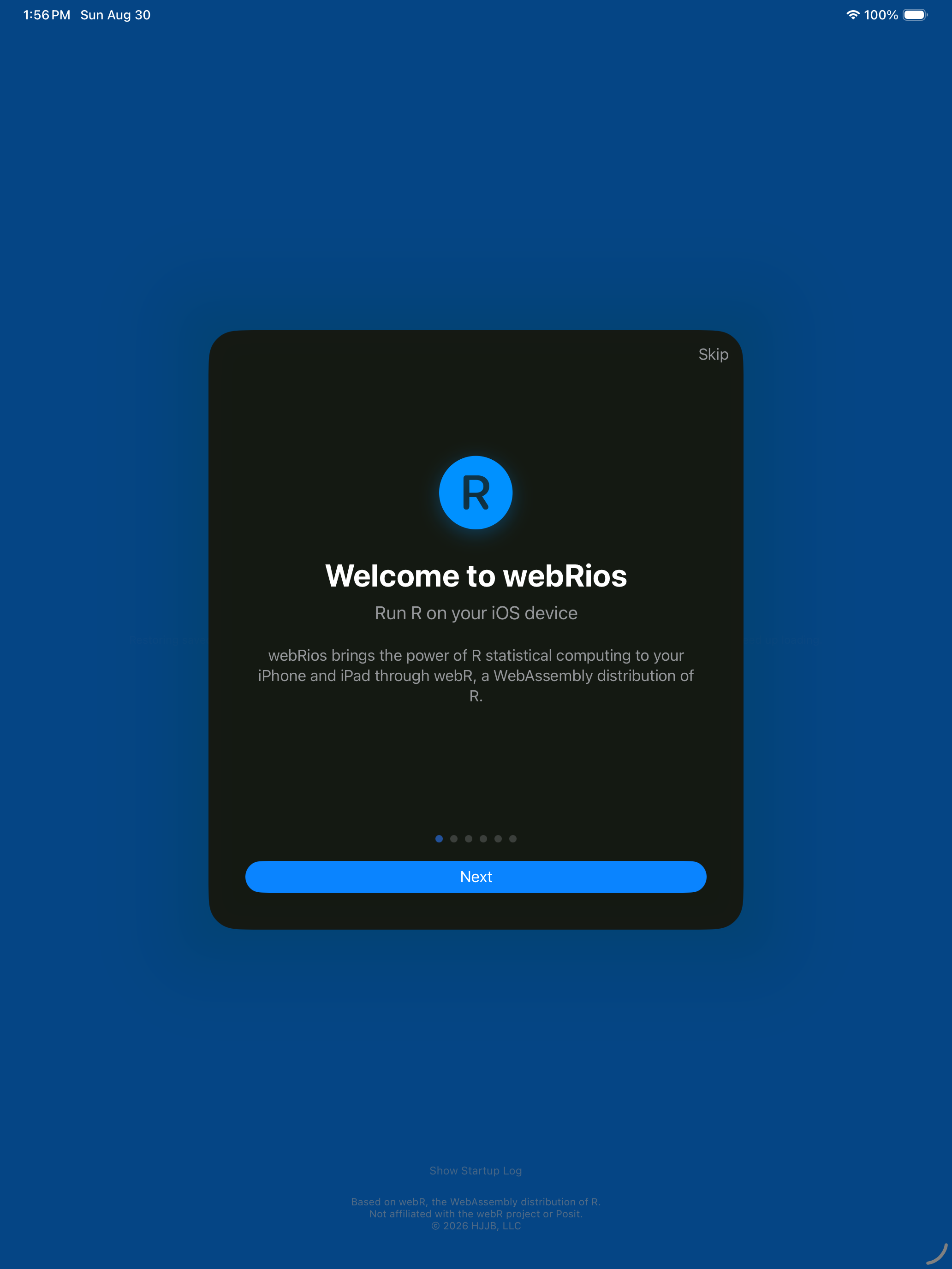 Onboarding welcome on iPad