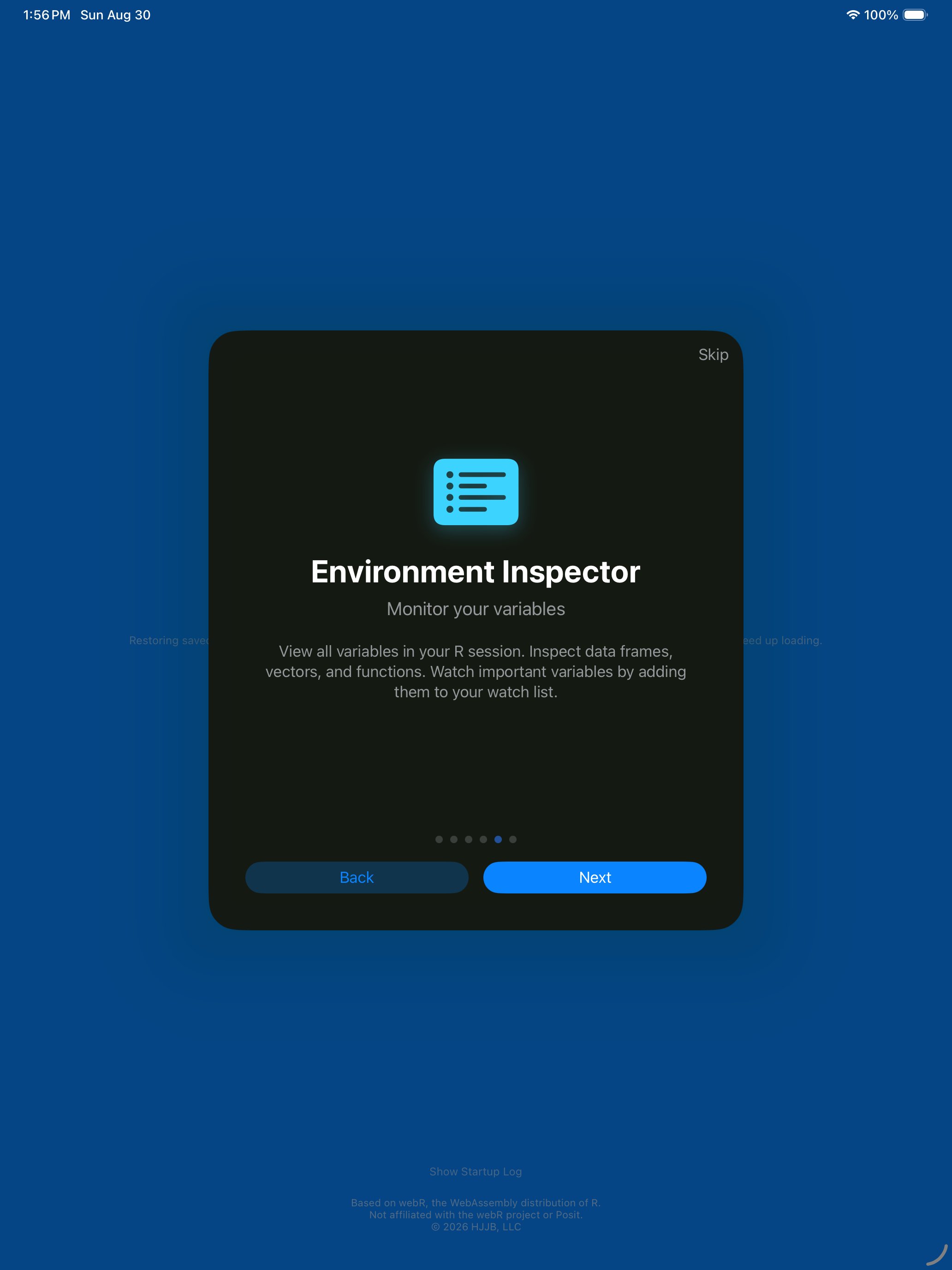 Onboarding environment on iPad