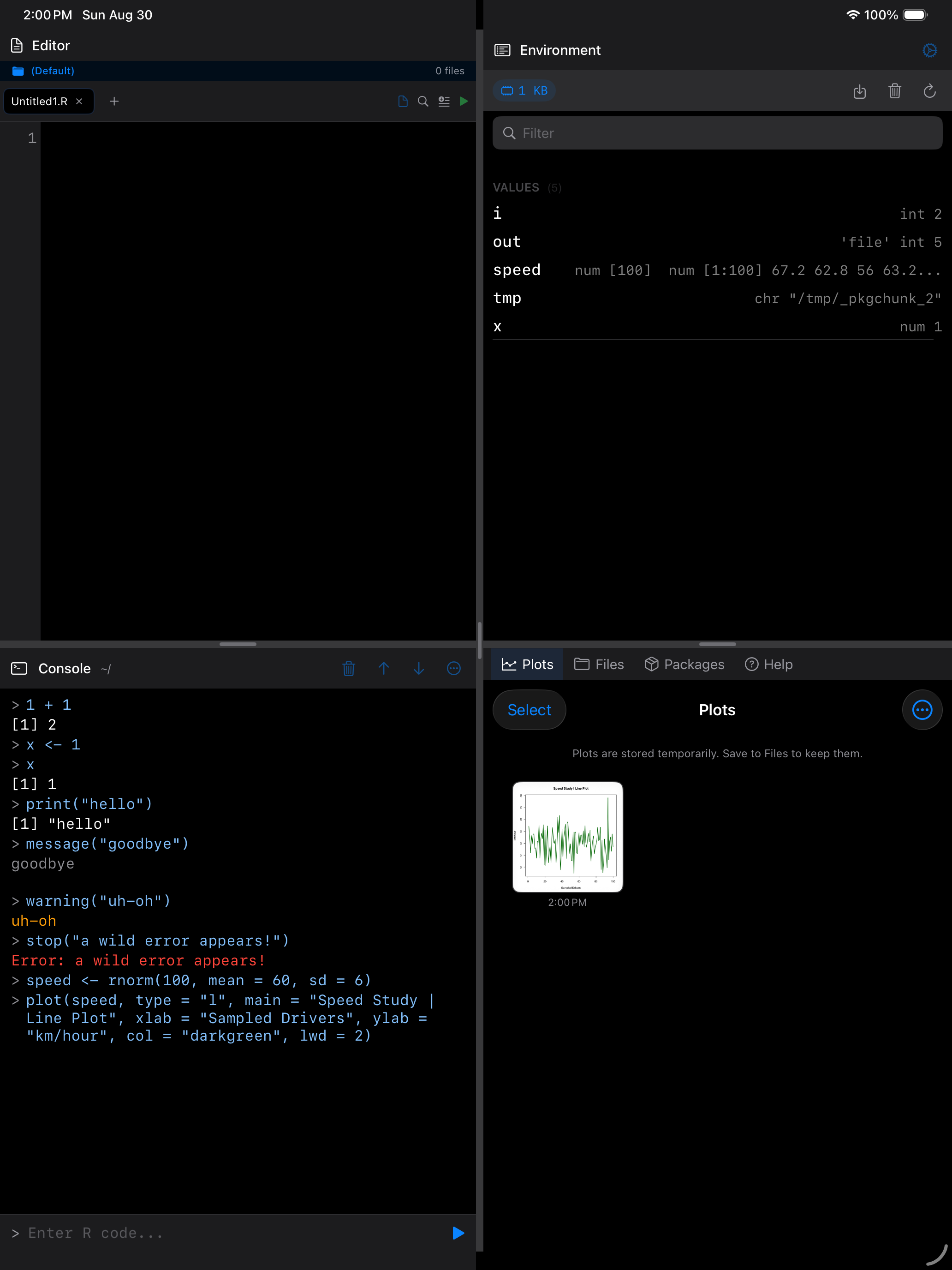 First plot on iPad