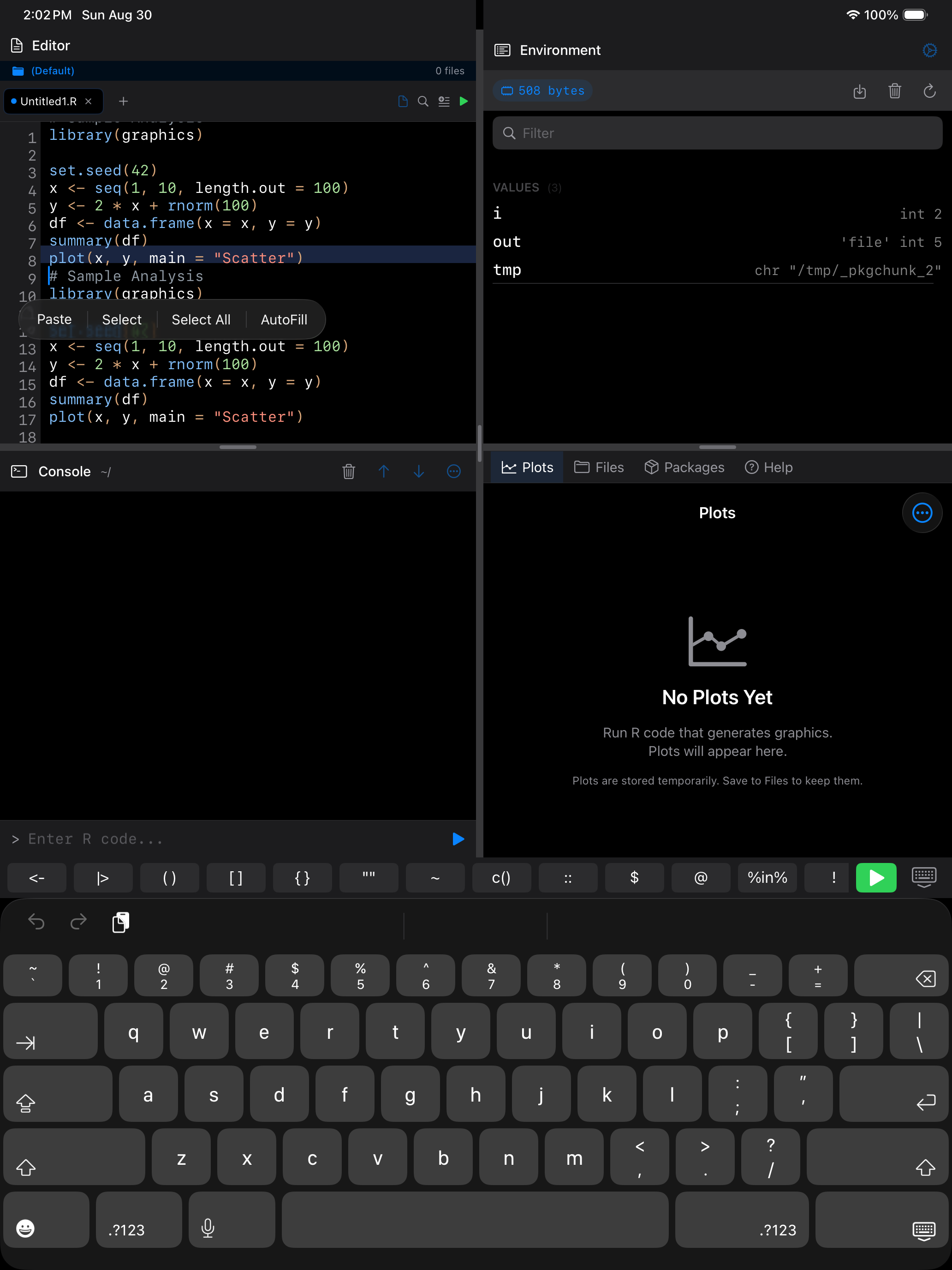 Editor keyboard on iPad