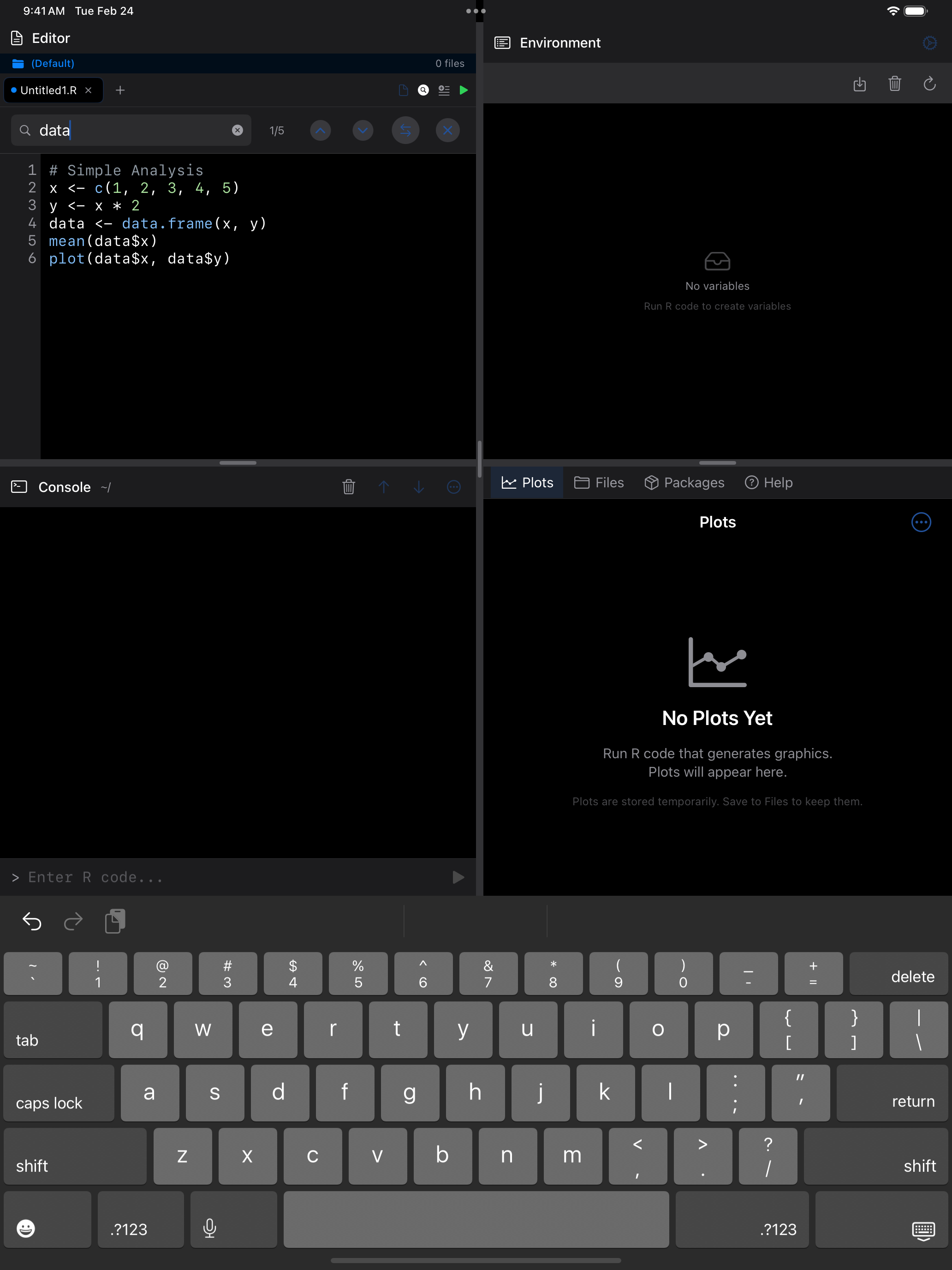 Find and replace bar on iPad