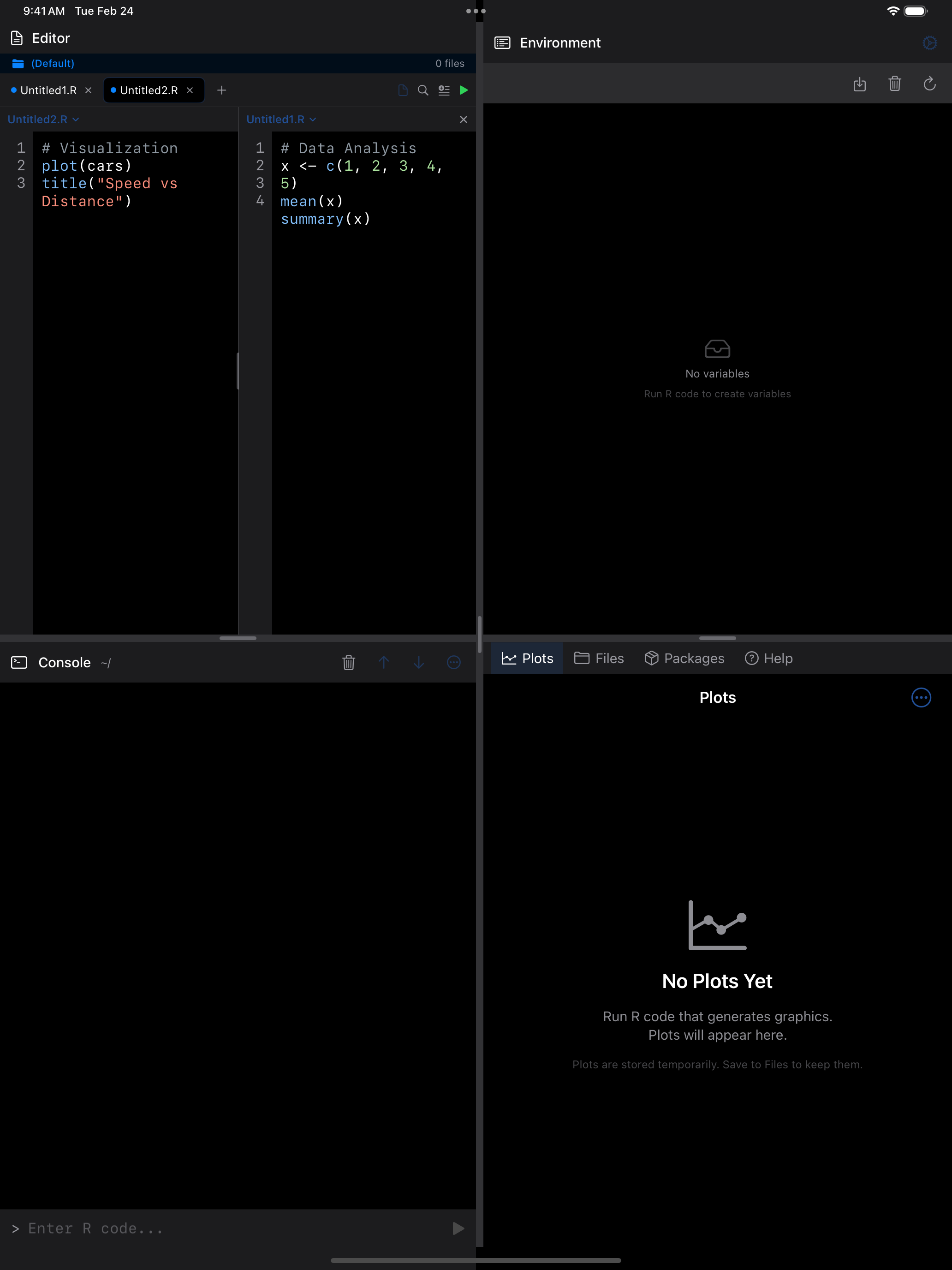 Split editor view on iPad