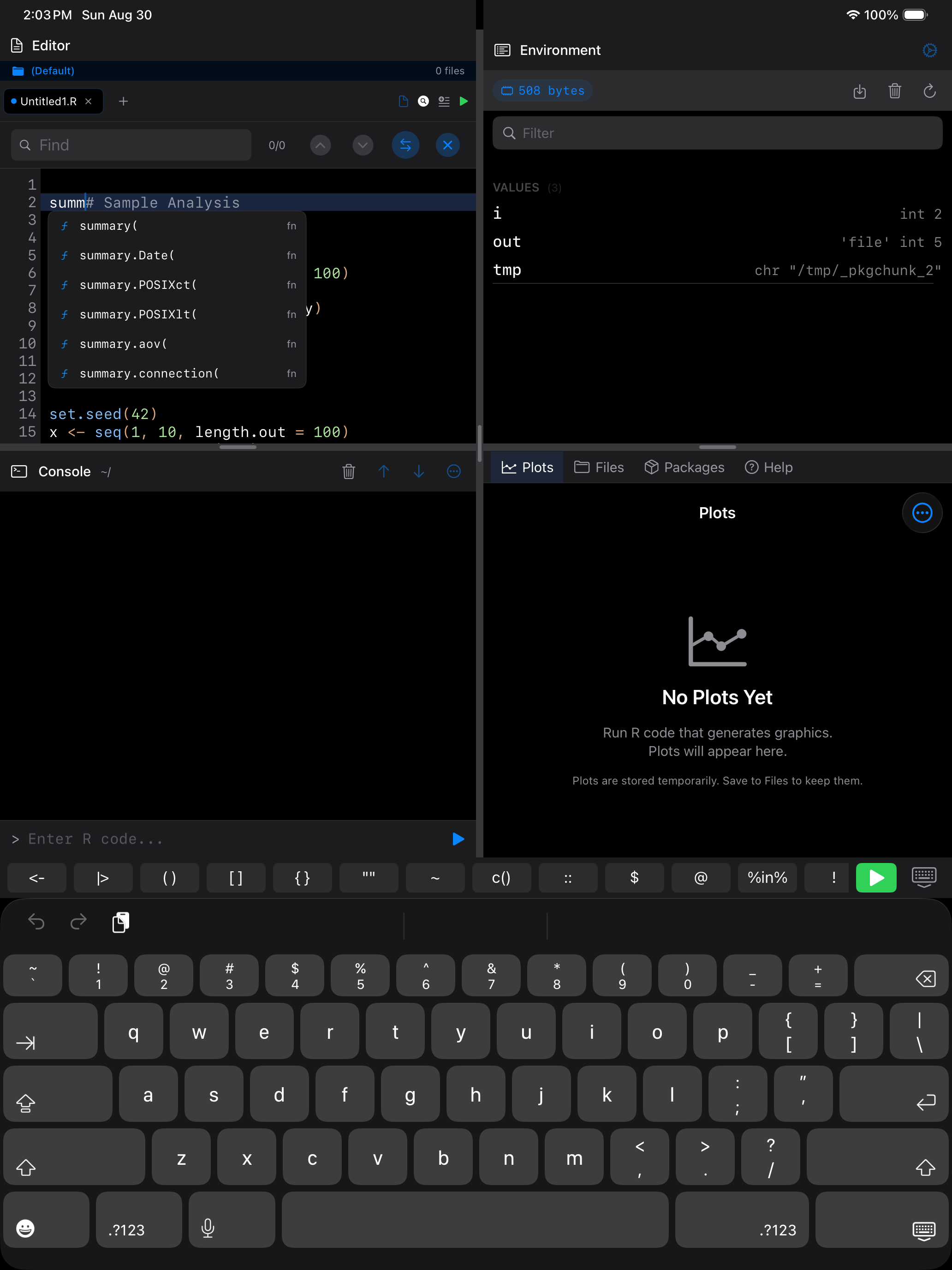 Editor outline on iPad