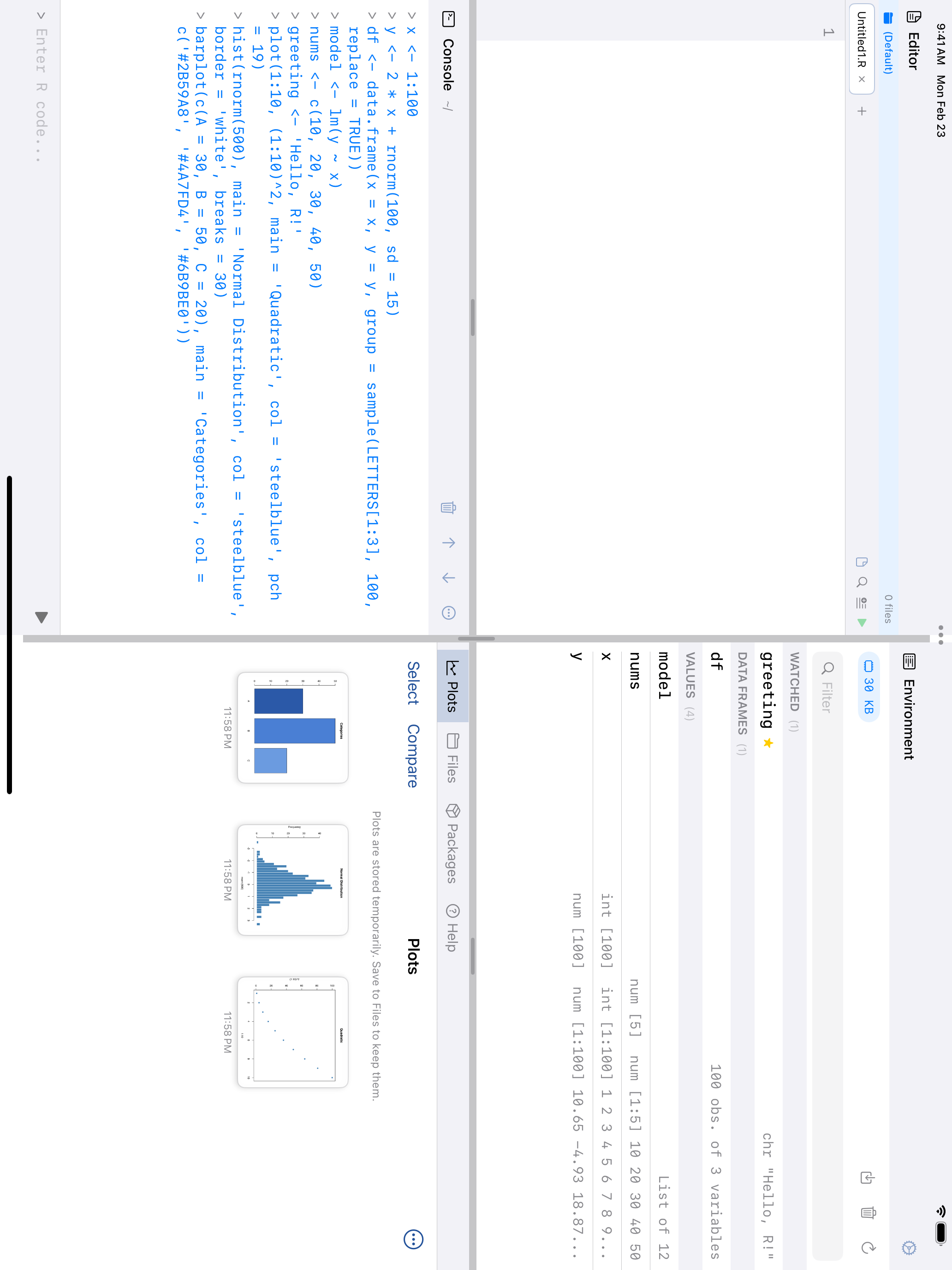 iPad 4-Pane Workspace in landscape