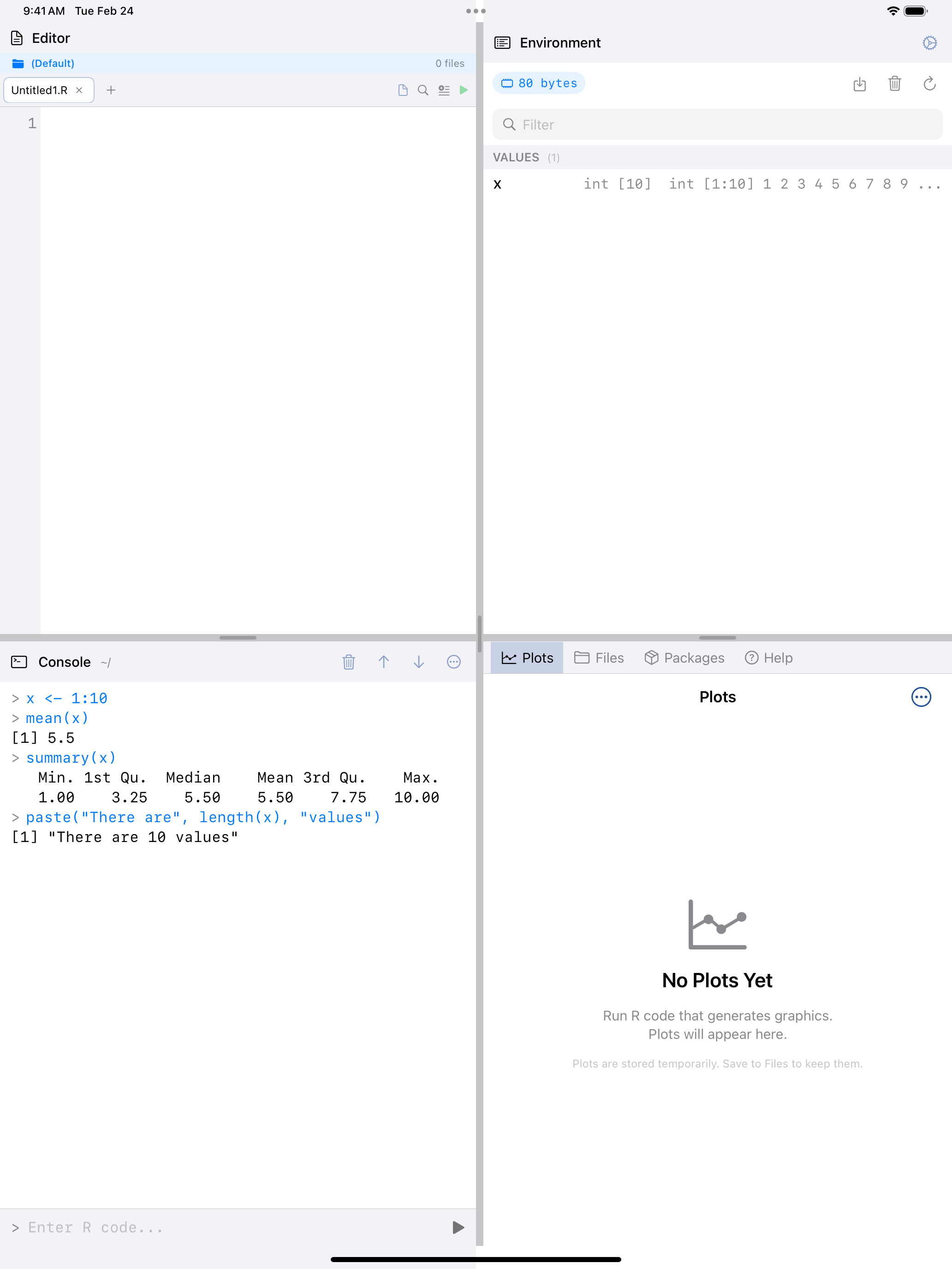 Command history tab on iPad
