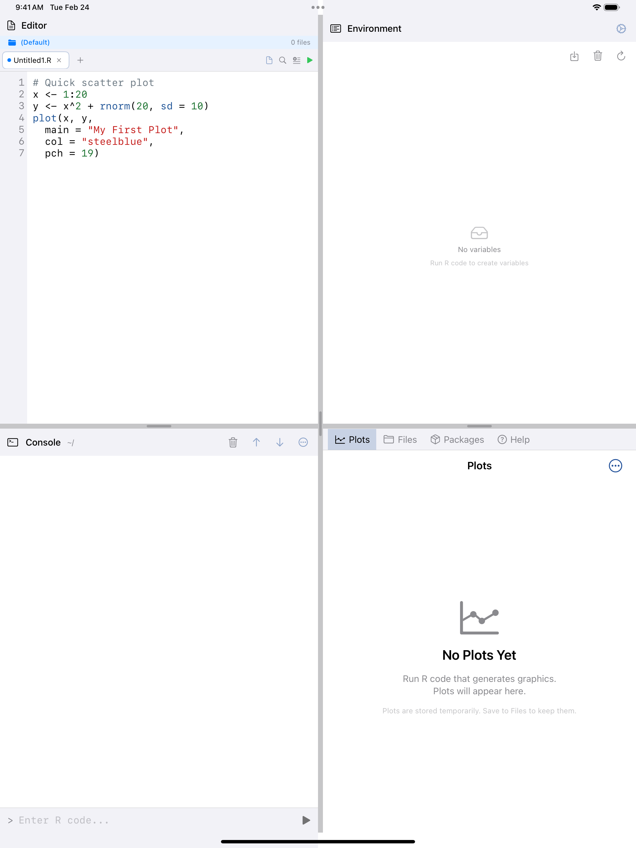 Editor with R script on iPad
