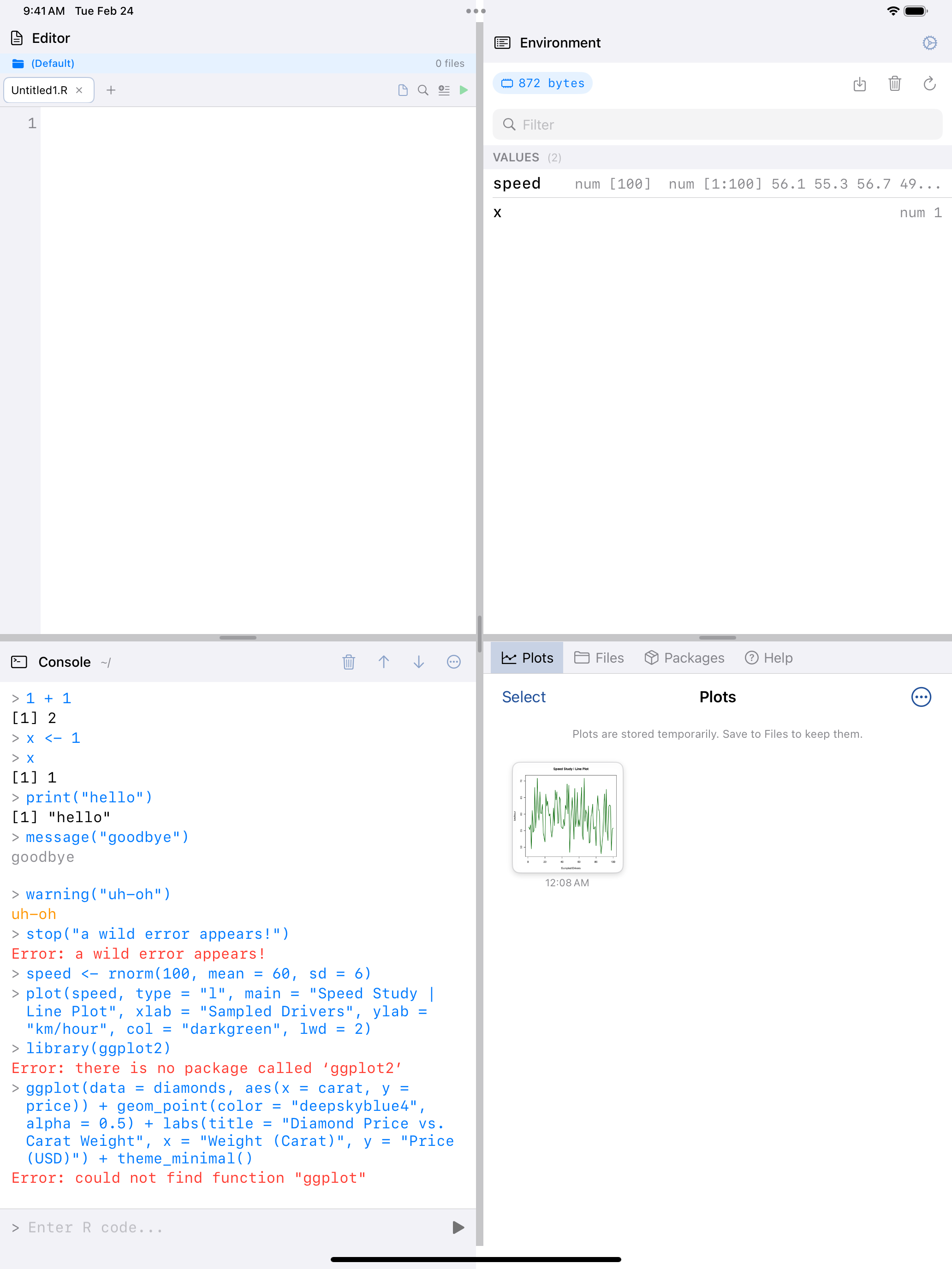 Plot gallery with plots on iPad