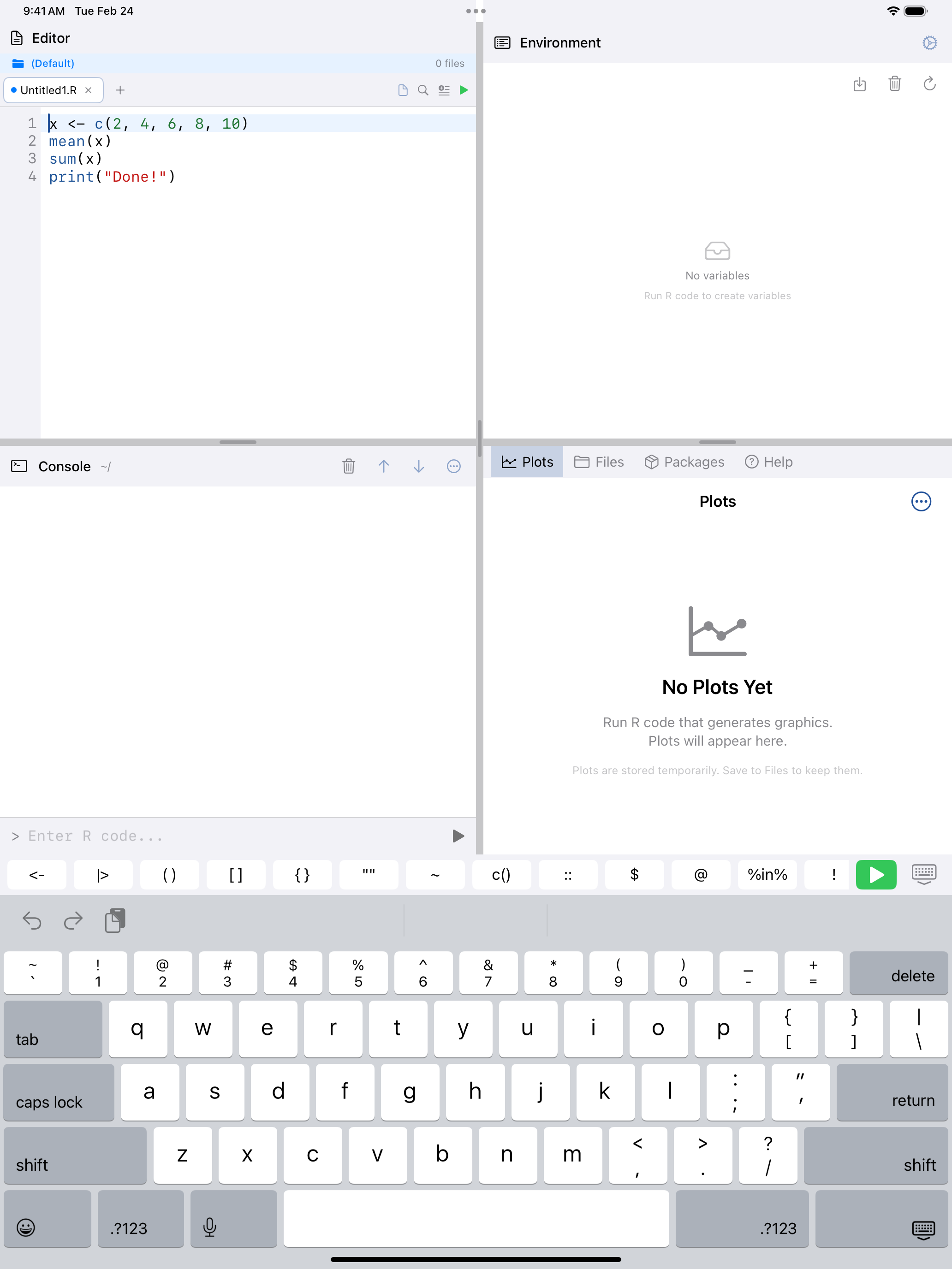 R keyboard toolbar on iPad