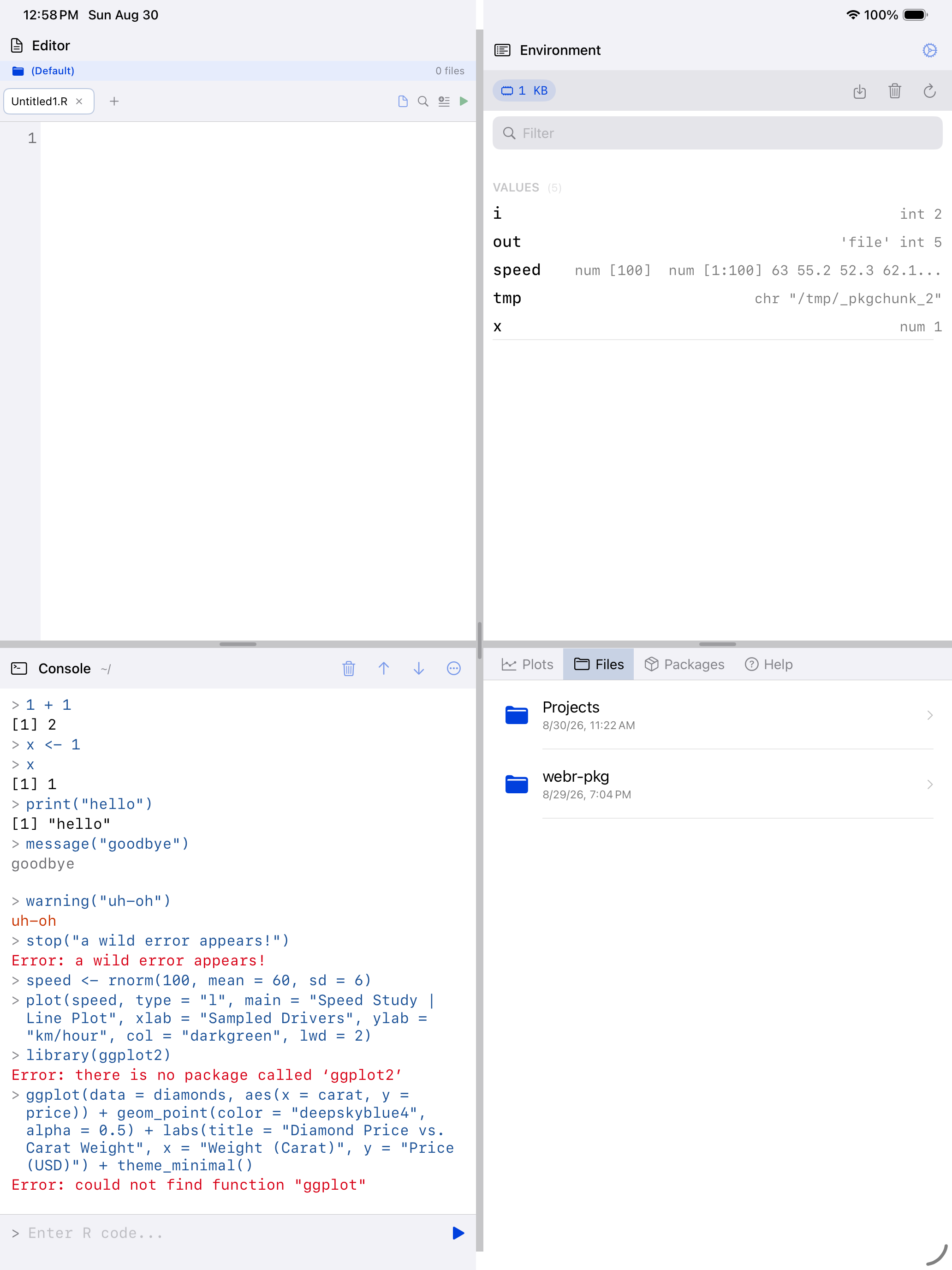 Files active on iPad