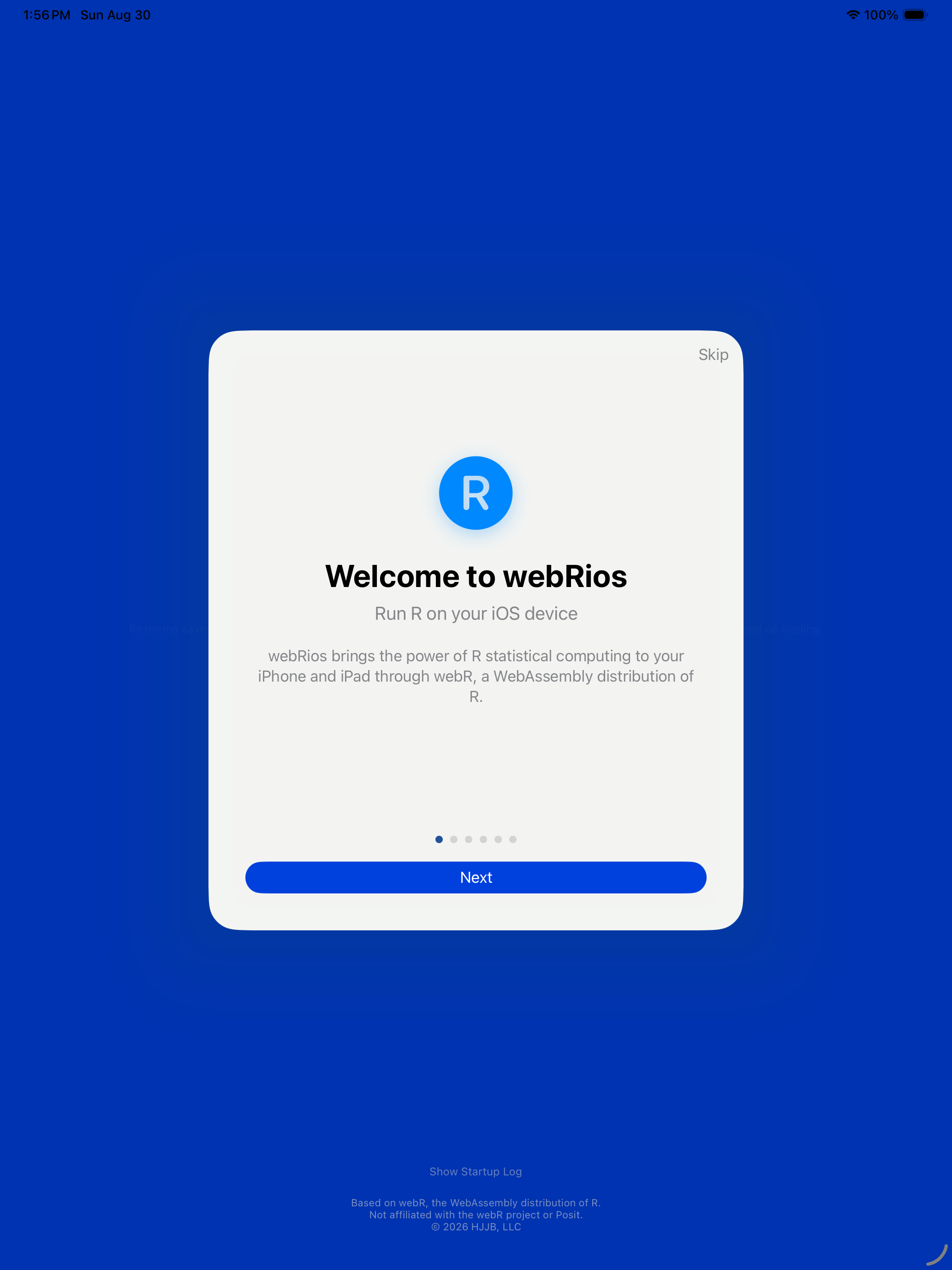 Onboarding welcome on iPad
