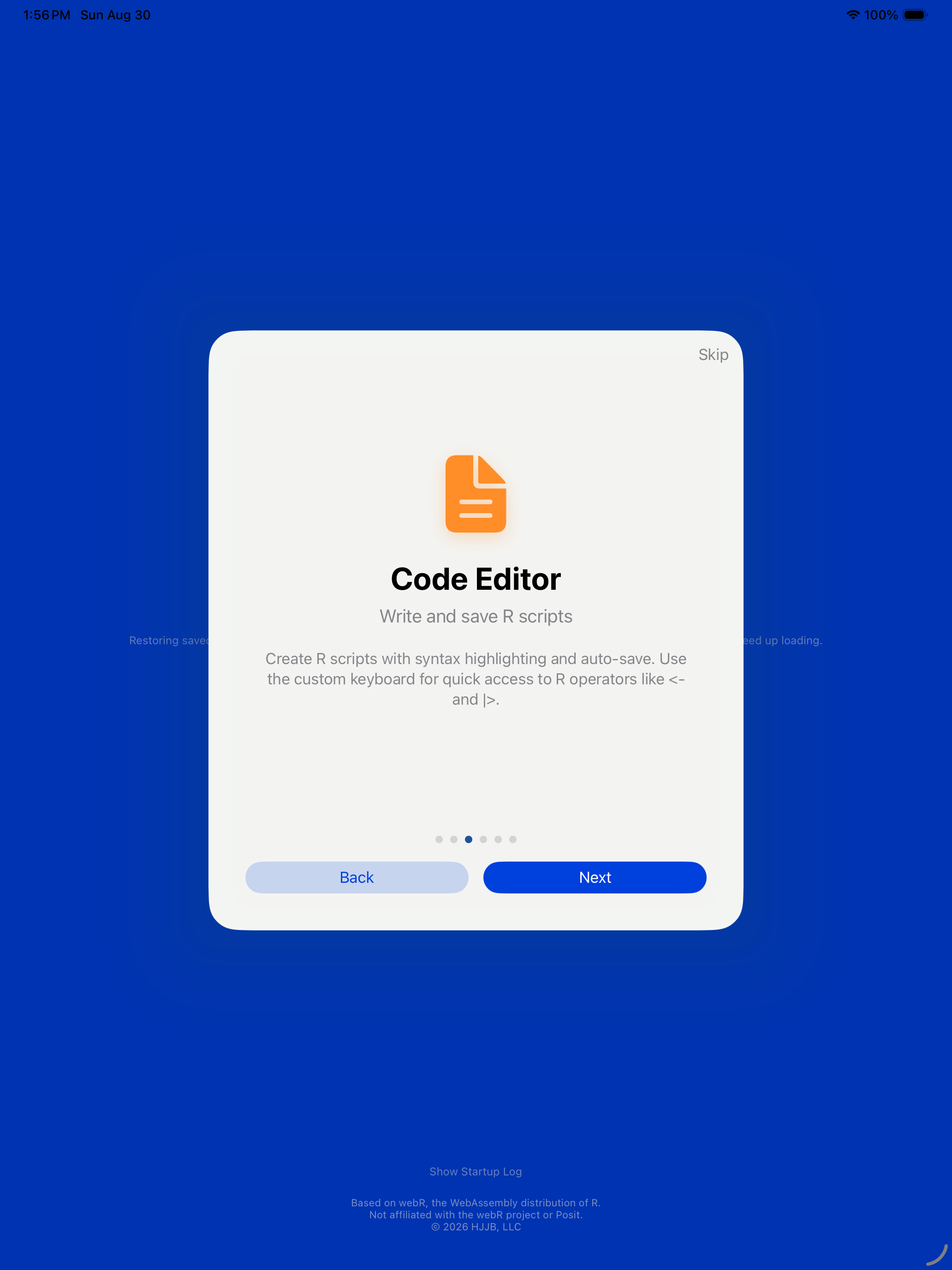 Onboarding editor on iPad