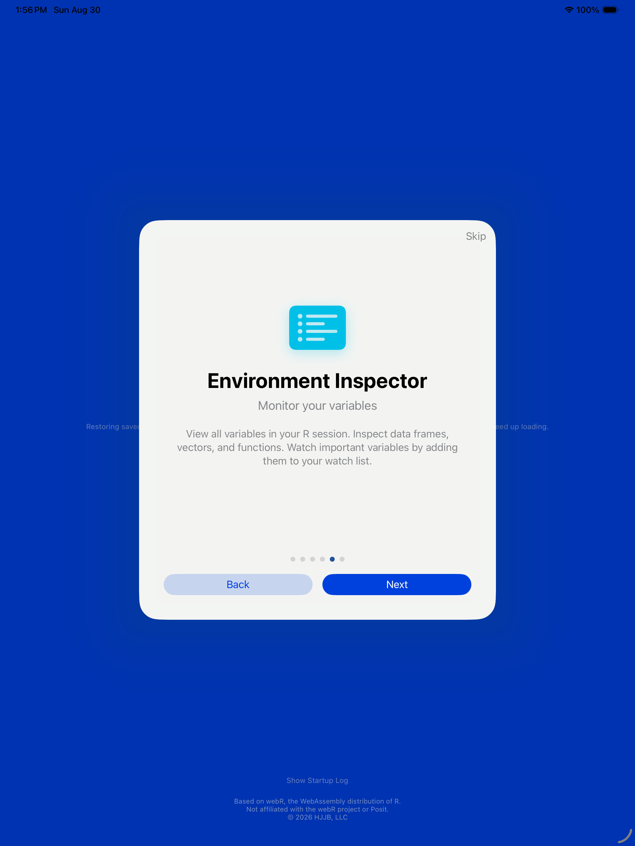 Onboarding environment on iPad