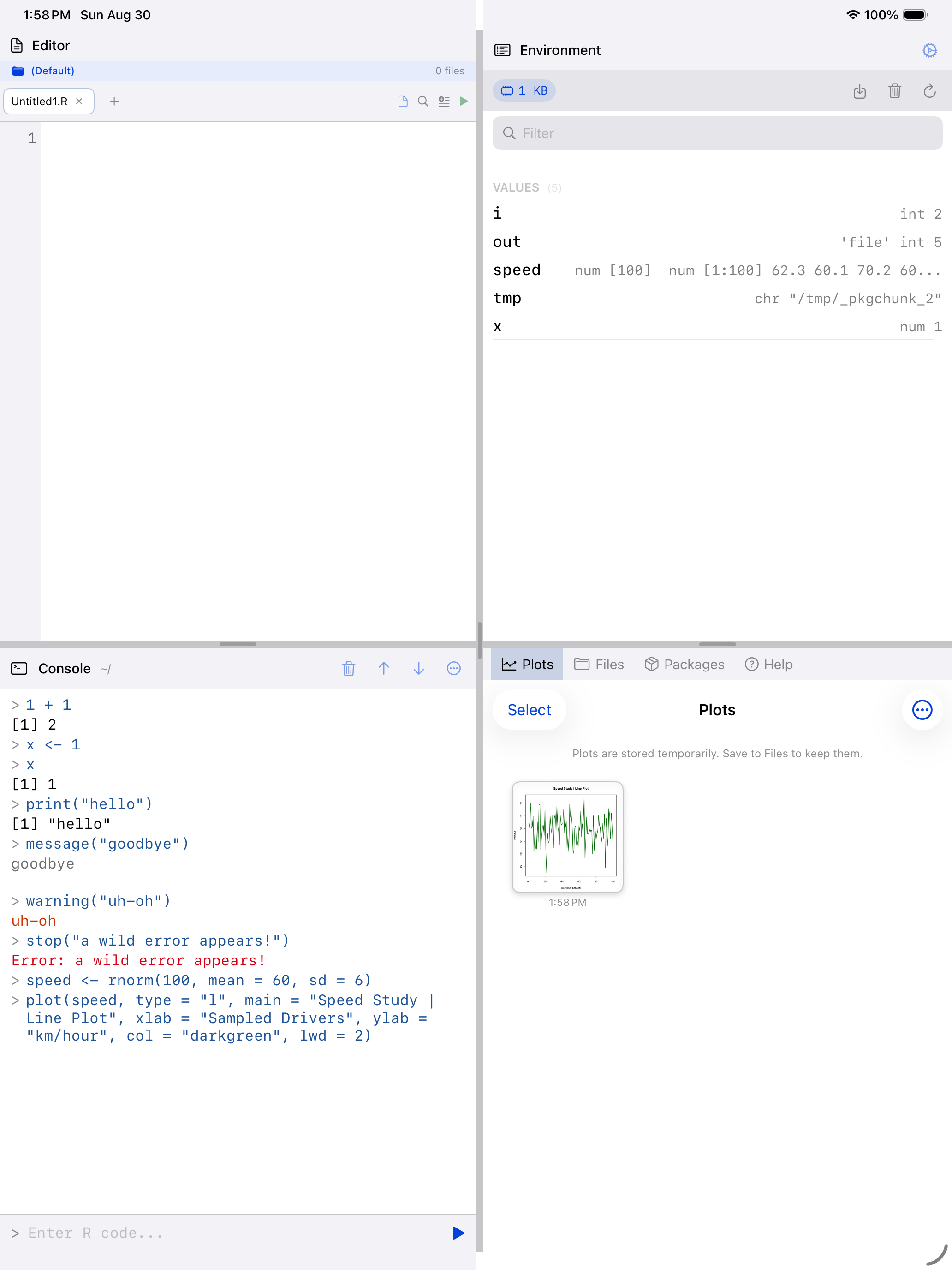 First plot on iPad