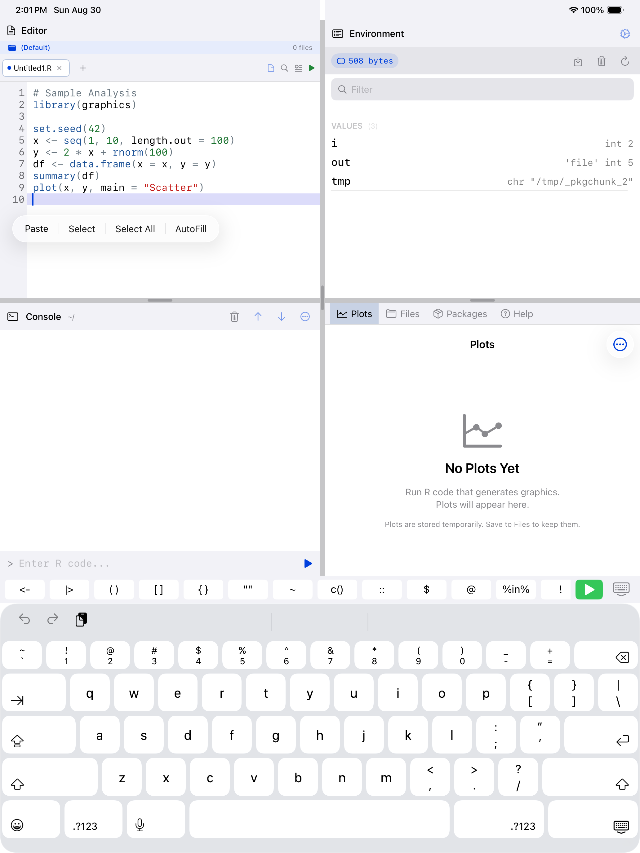 Editor keyboard on iPad