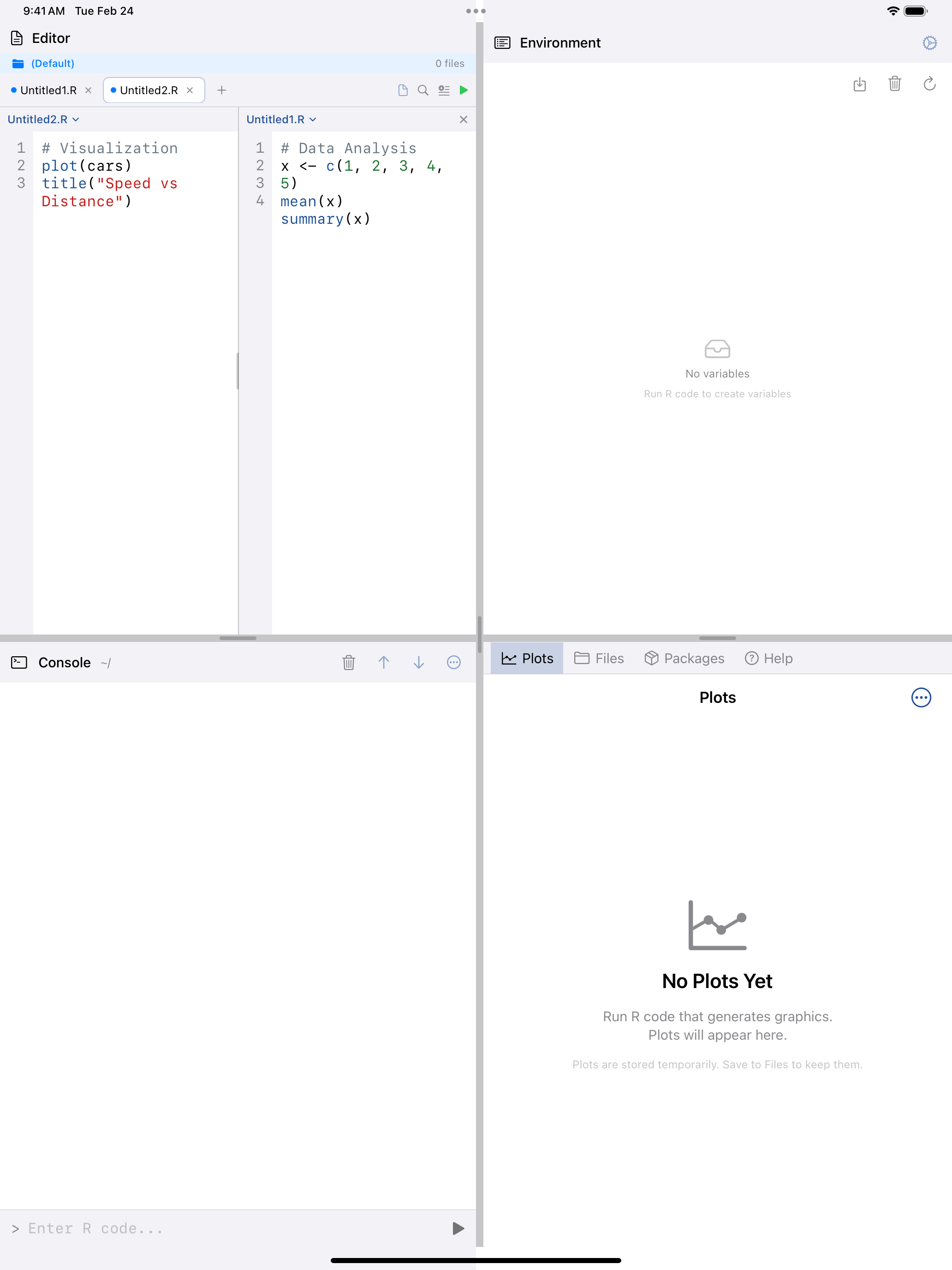 Split editor view on iPad