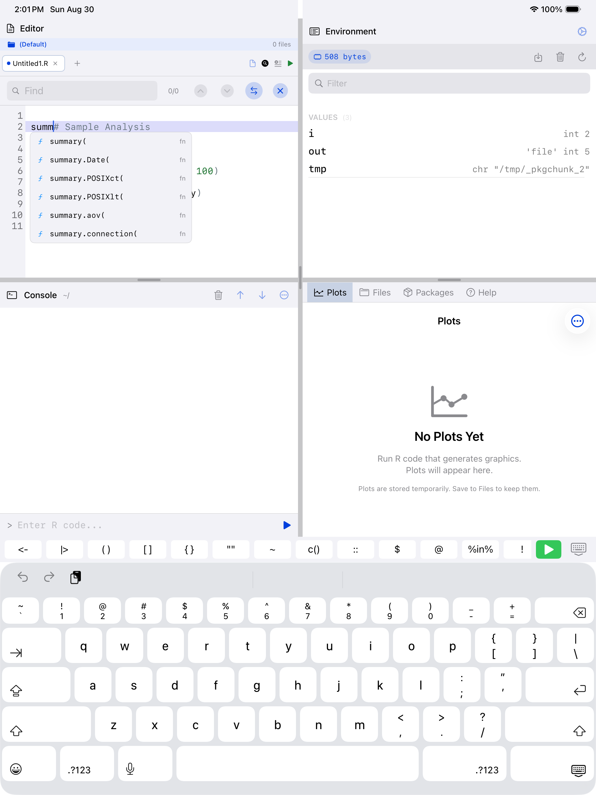 Editor outline on iPad