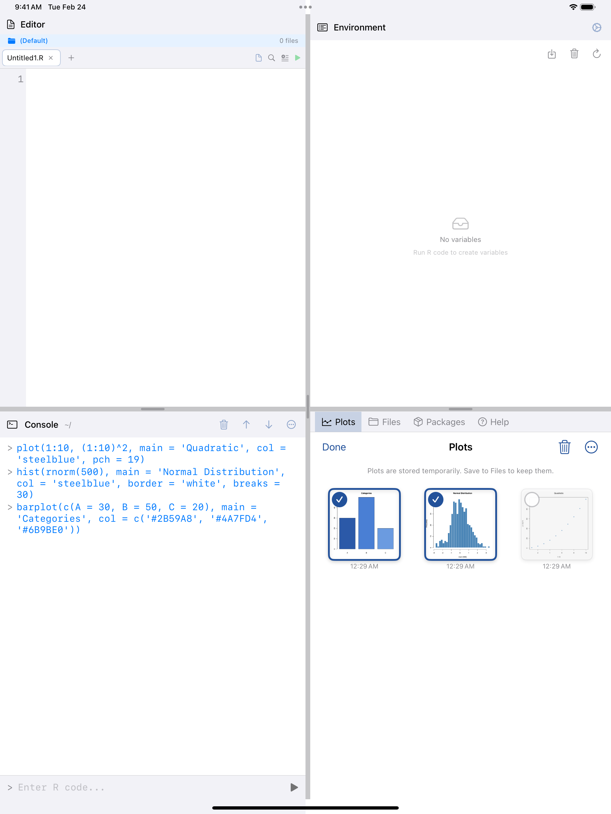 Plot selection mode on iPad