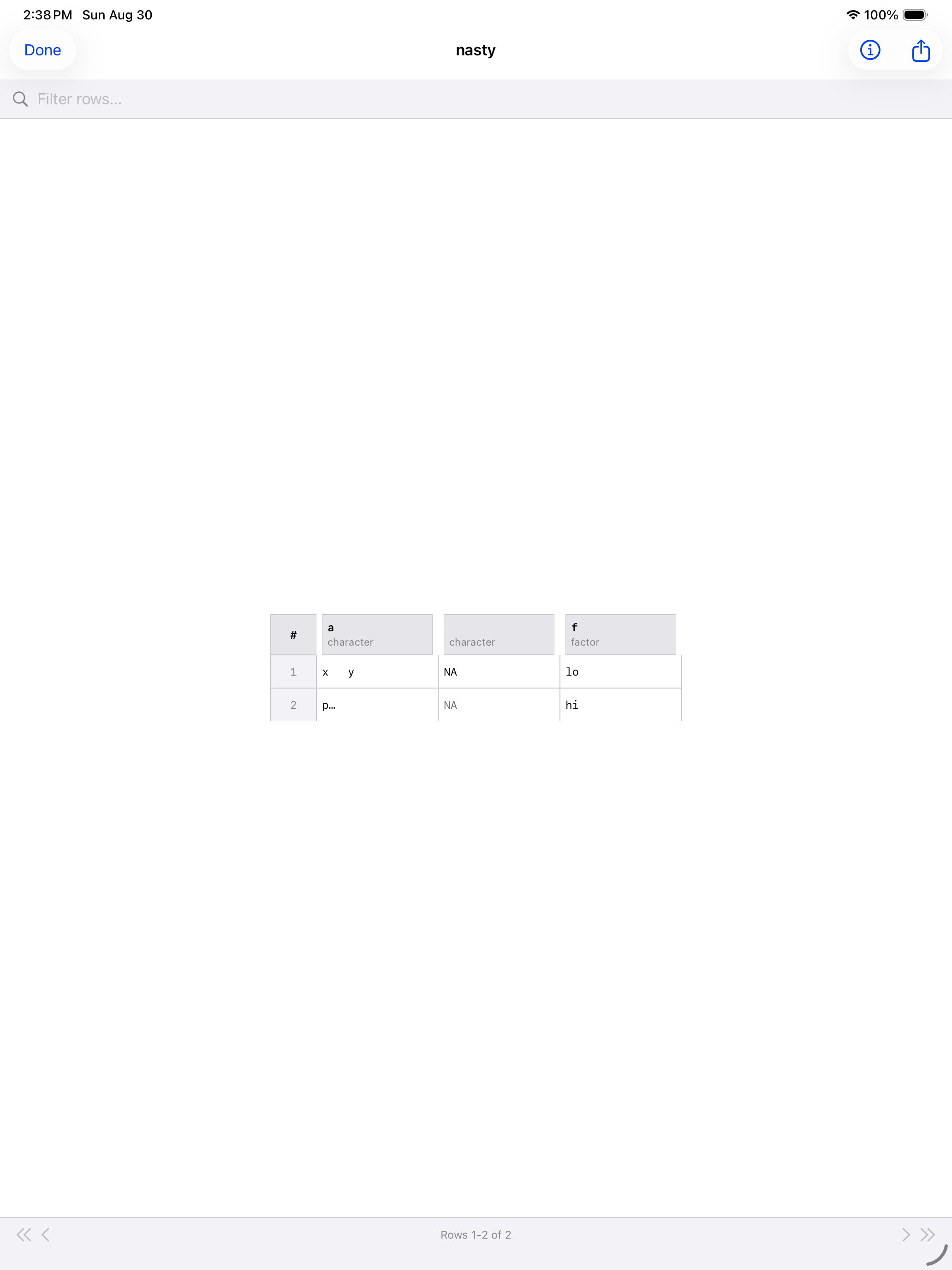 Dataframe transport on iPad