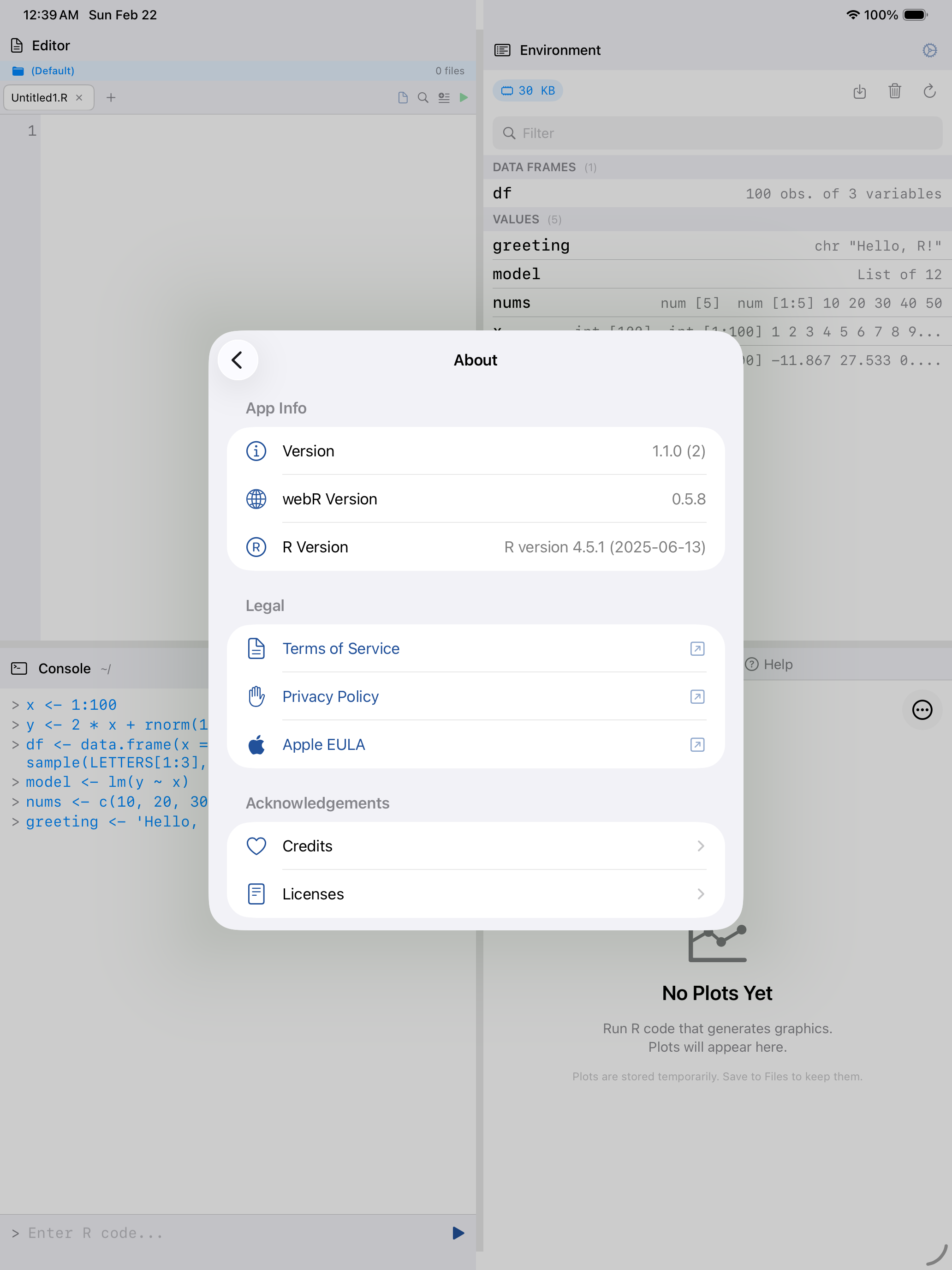 About settings on iPad