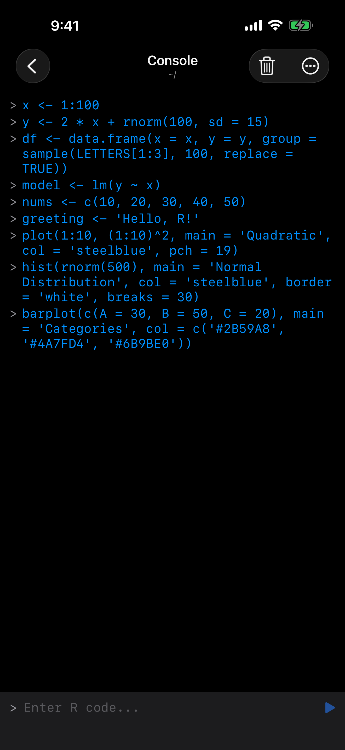 iPhone showing Sidebar Navigation layout in dark mode