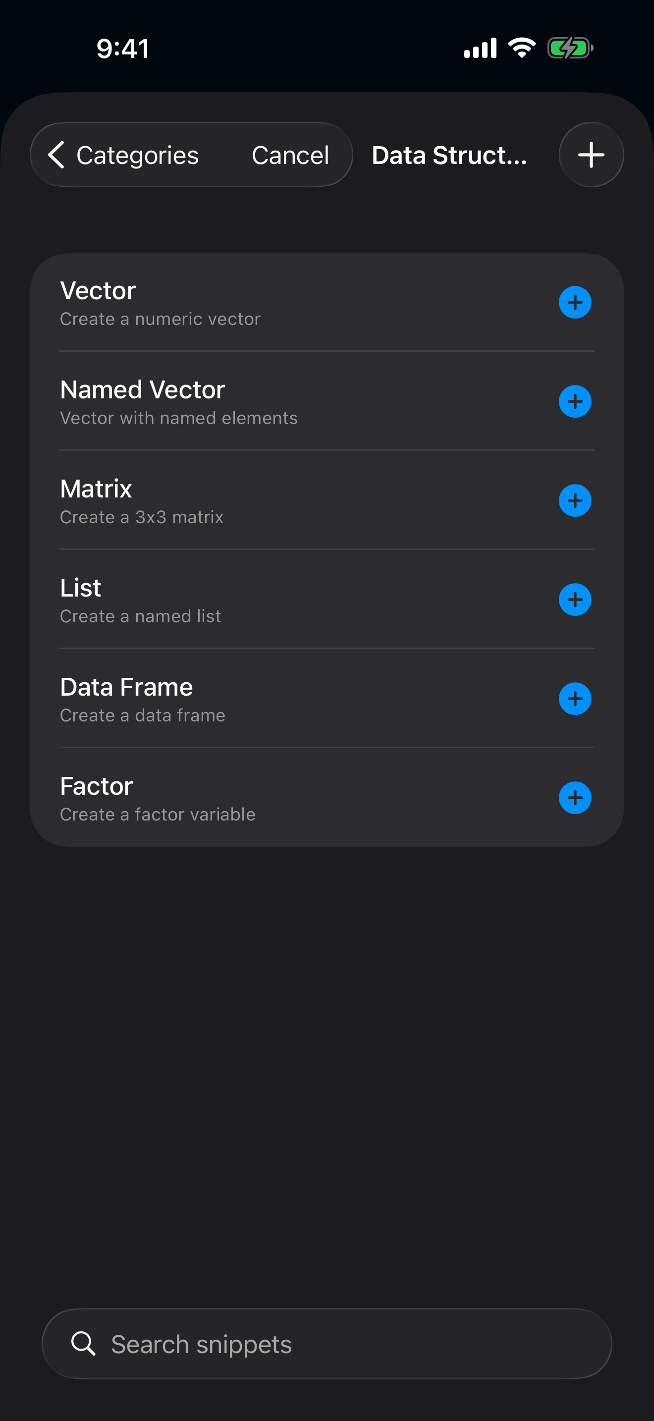 Data Structures snippets on iPhone