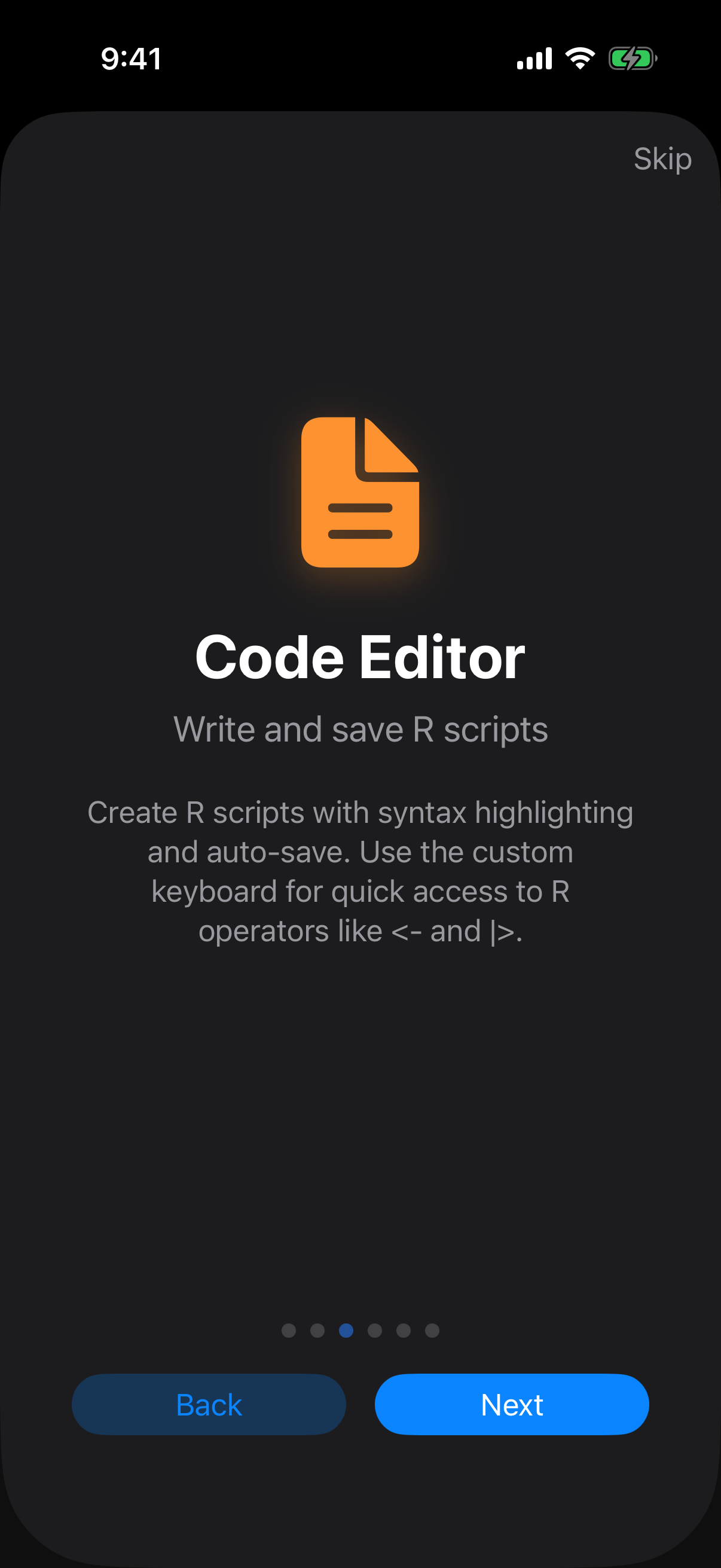 Onboarding editor on iPhone