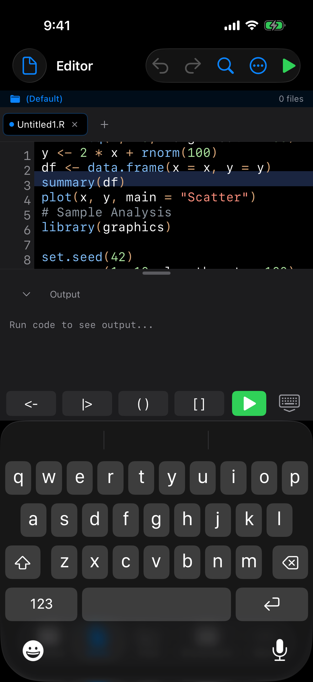 Editor run selection on iPhone