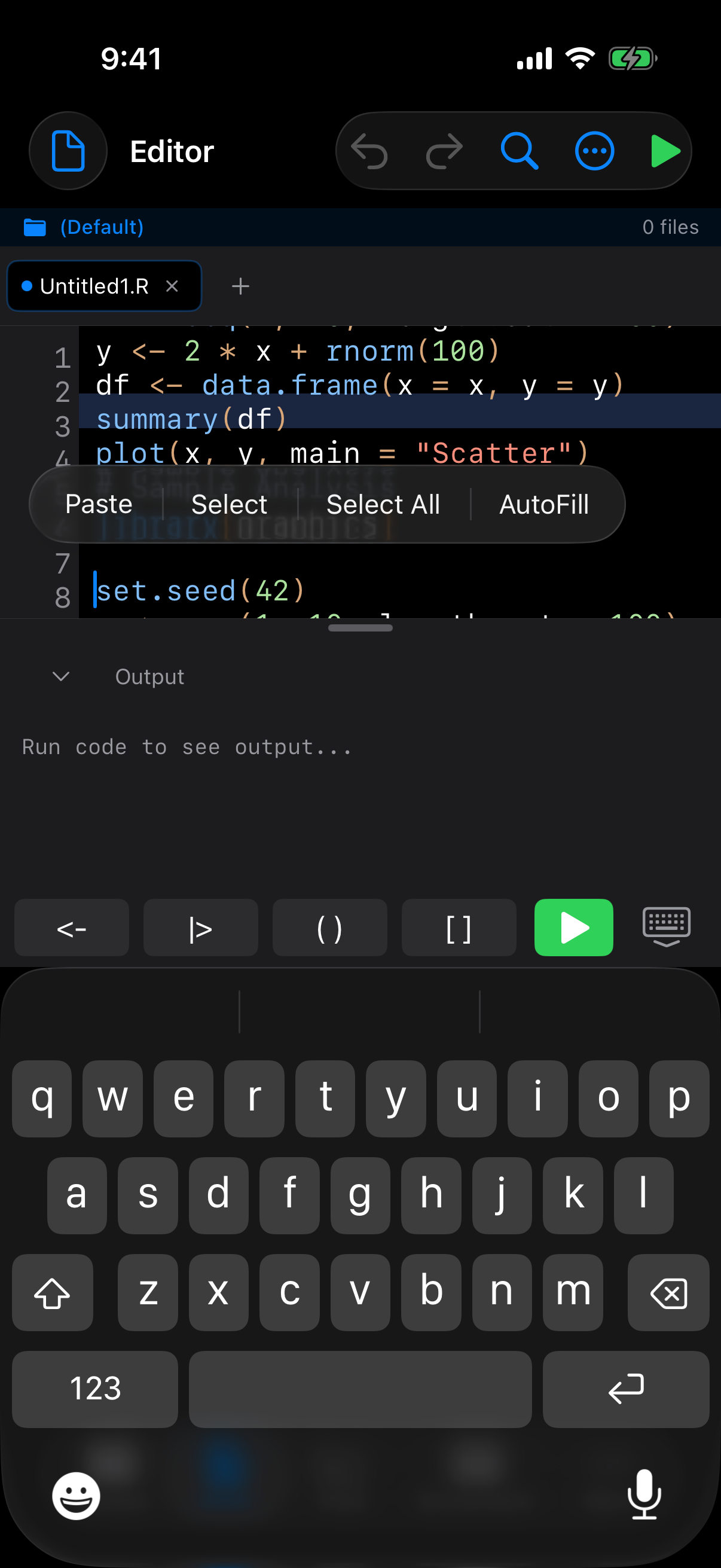 Editor keyboard on iPhone