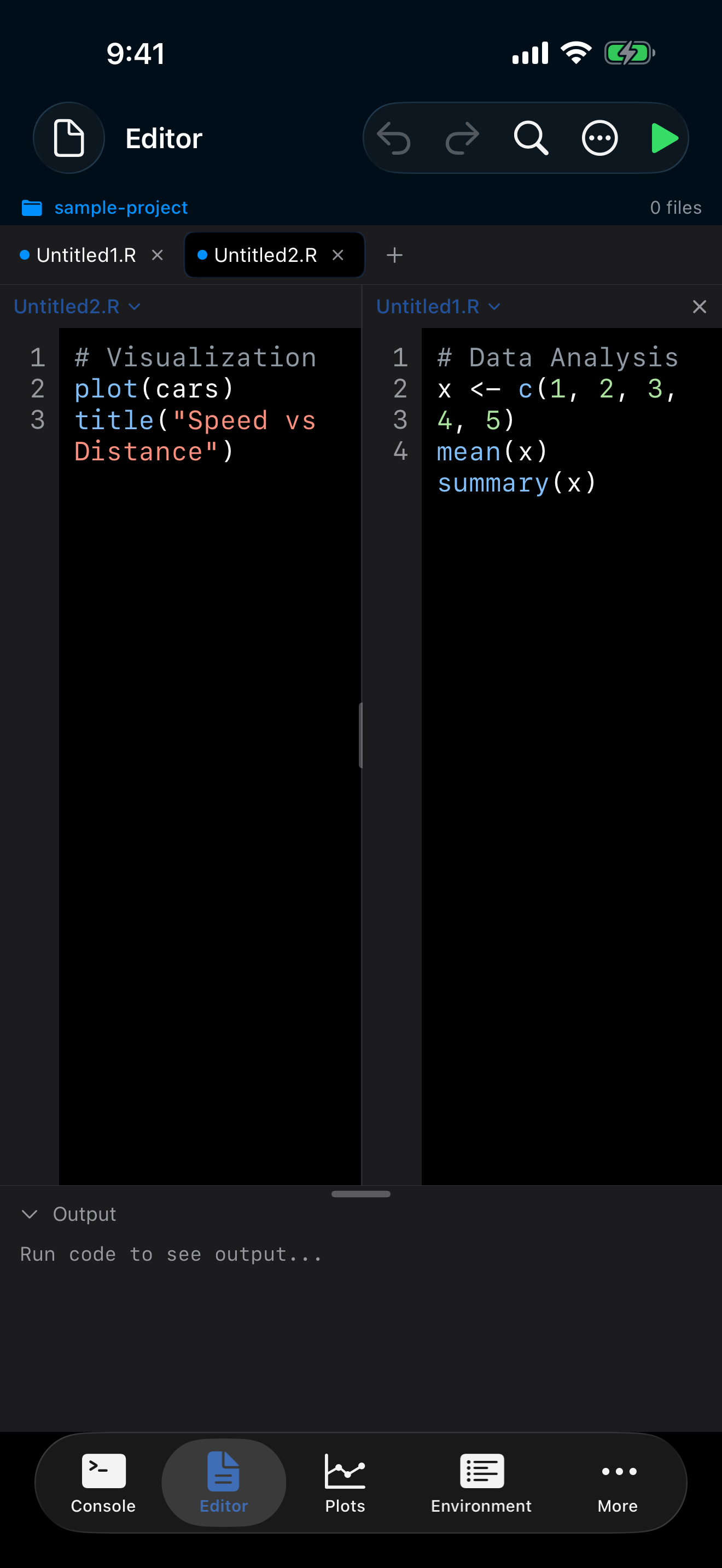 Split editor view on iPhone