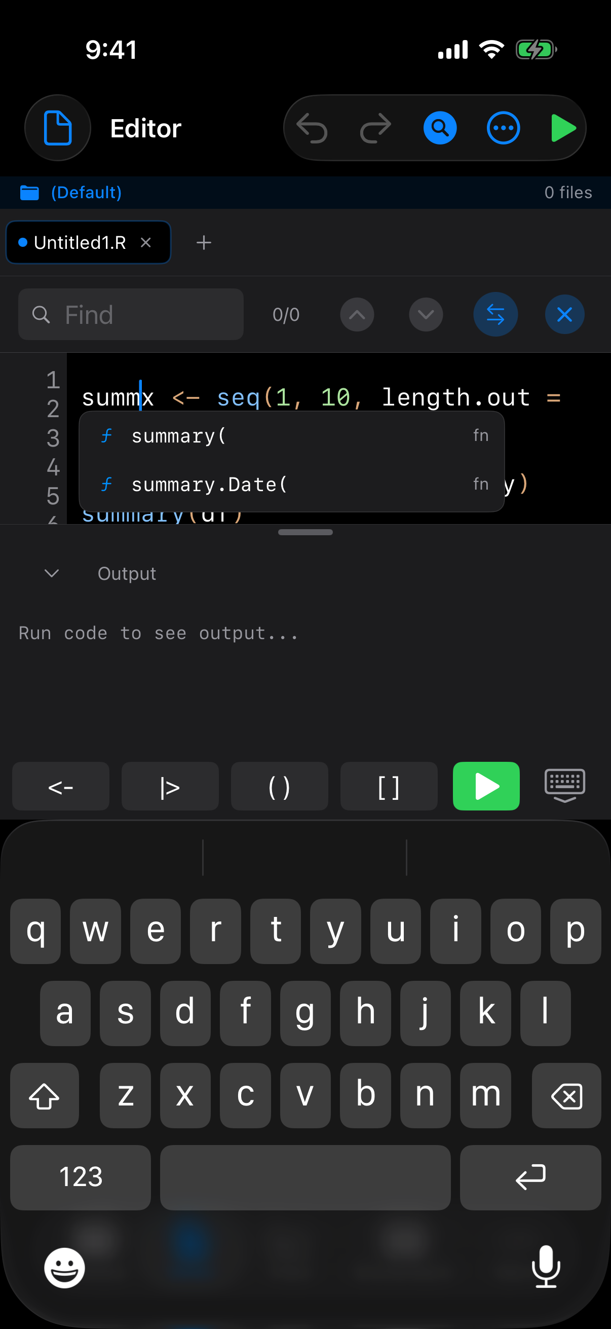 Editor outline on iPhone