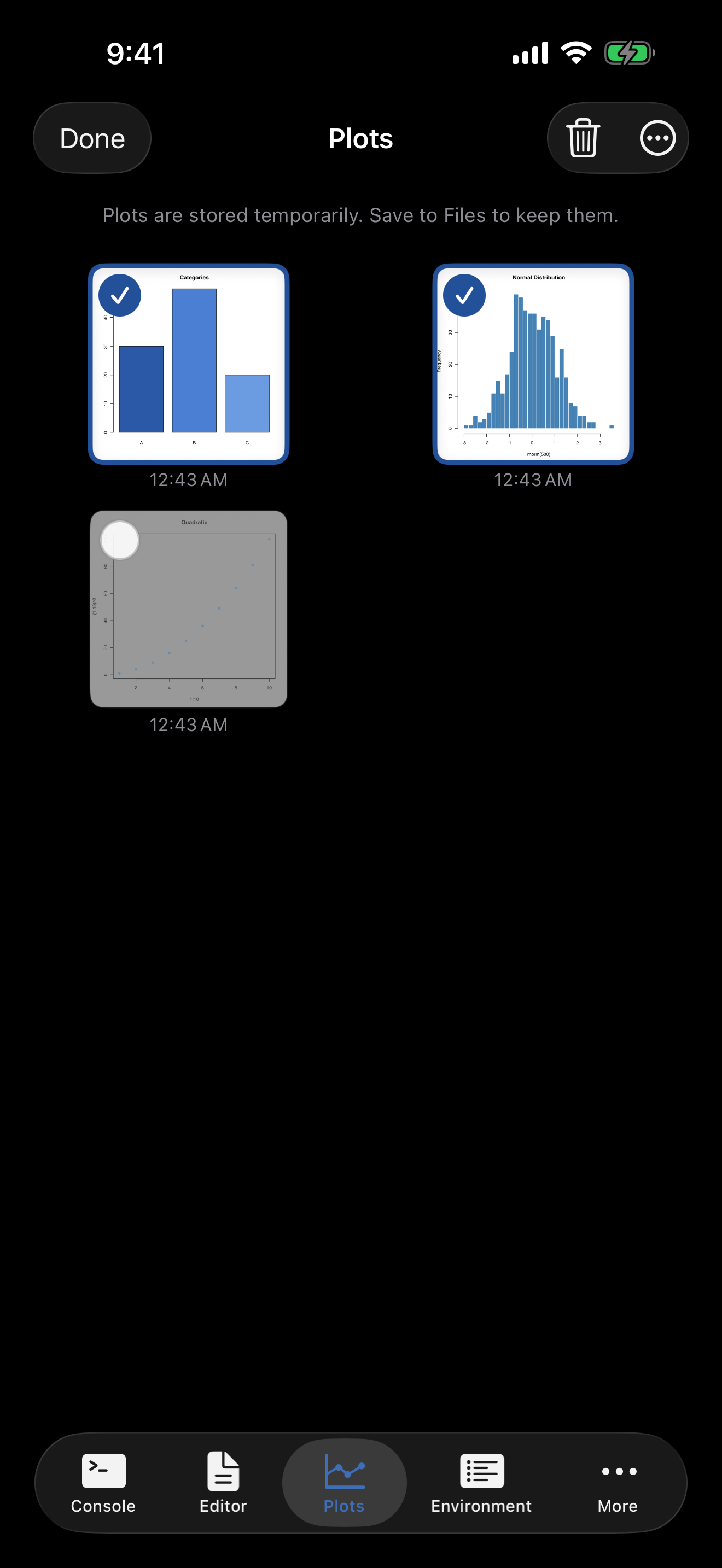 Plot selection mode on iPhone