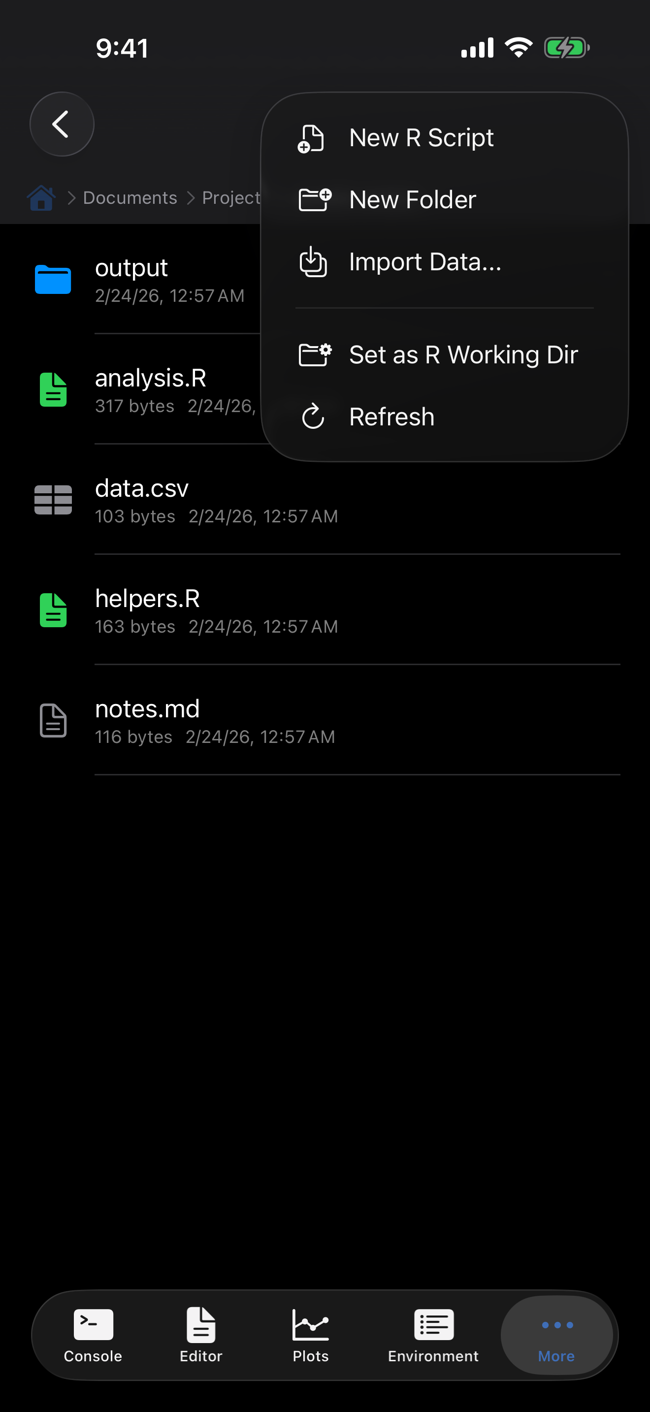 Create menu on iPhone in dark mode