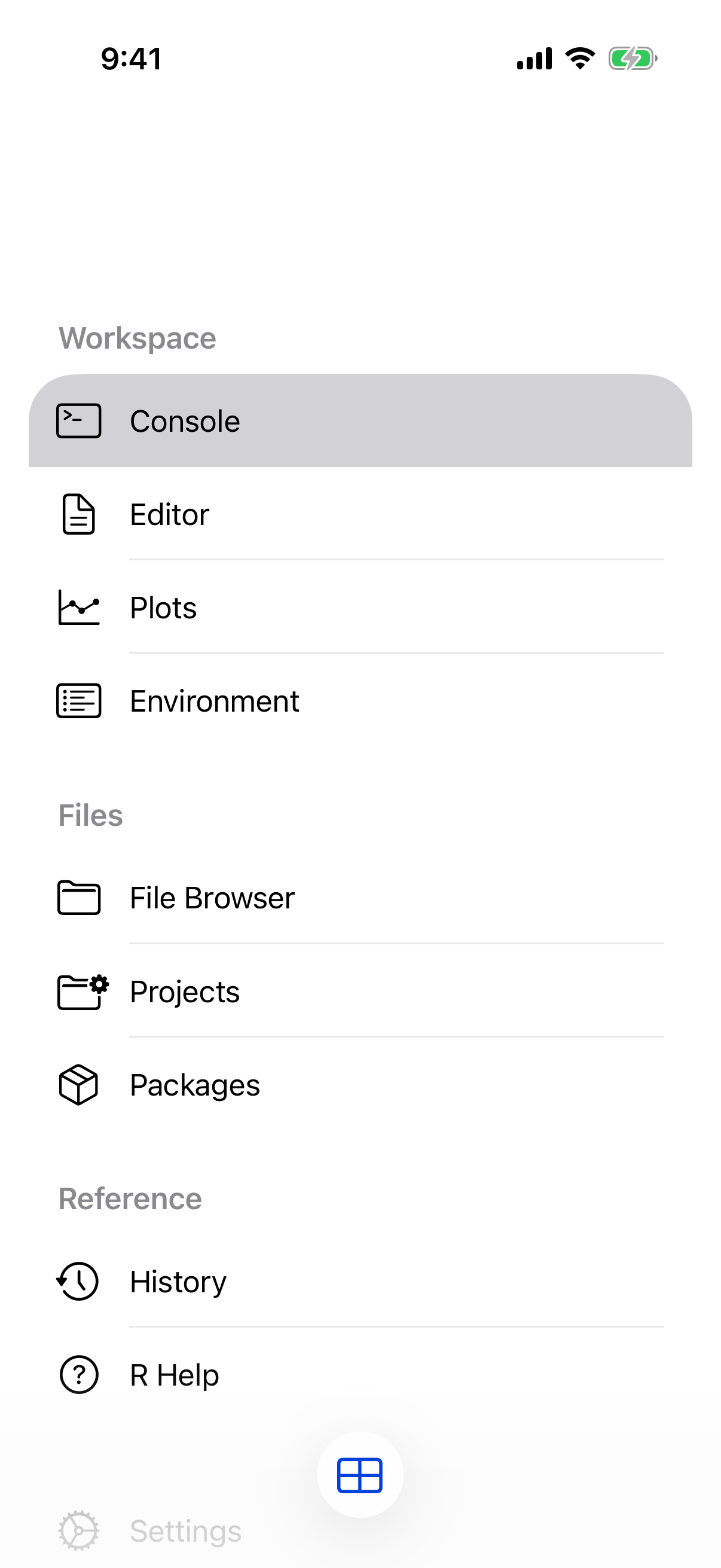 Sidebar Navigation with the sidebar open on iPhone