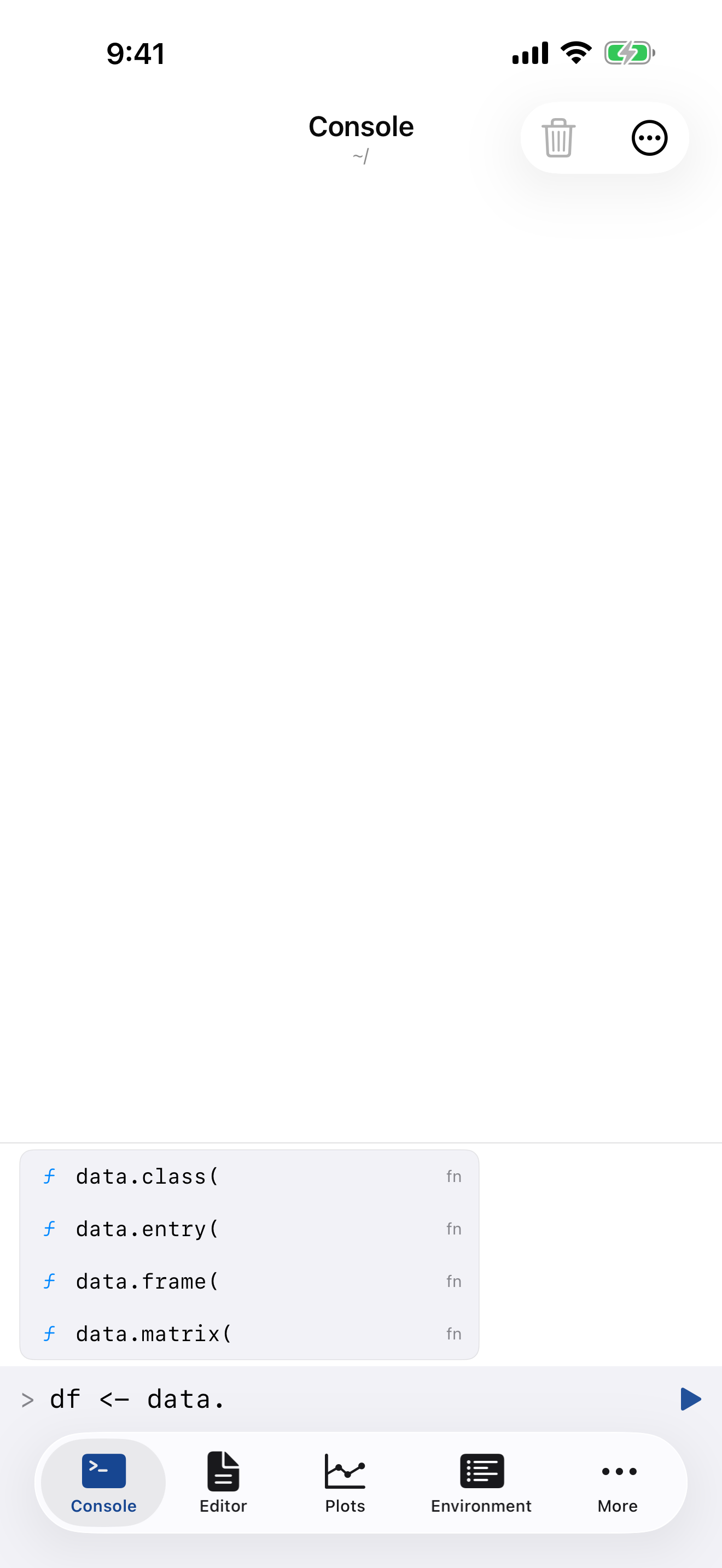 Console code completion on iPhone