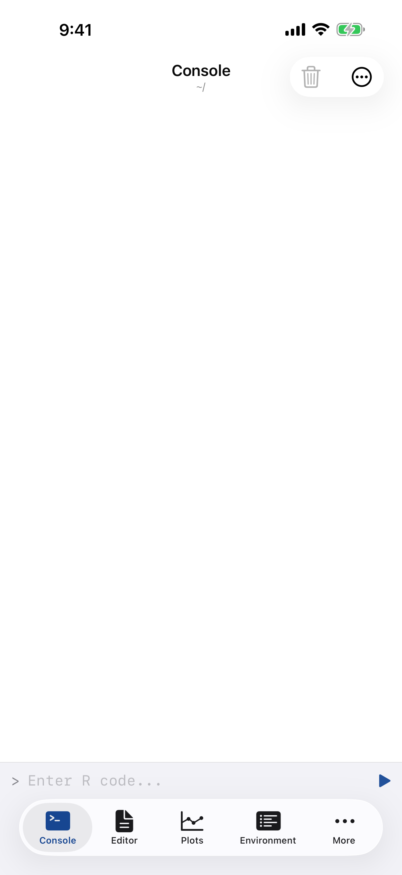 Console after clearing on iPhone