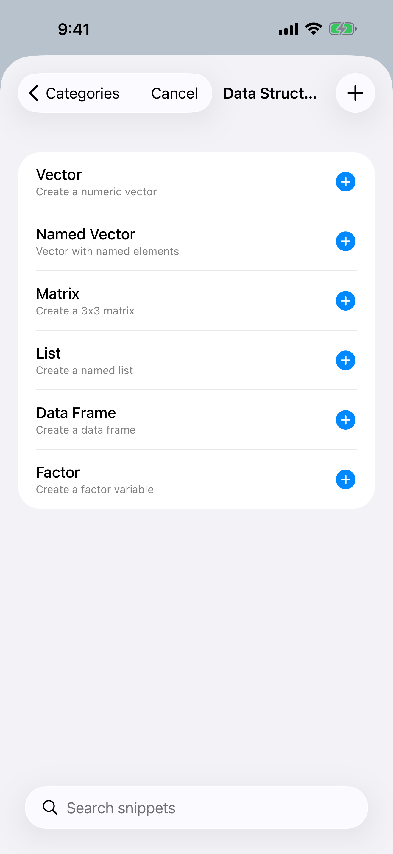 Data Structures snippets on iPhone