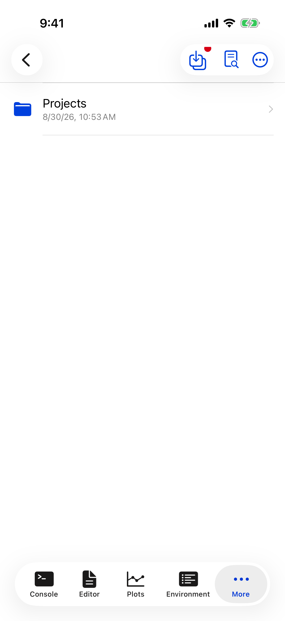 Files toolbar with the shared files notification badge on iPhone