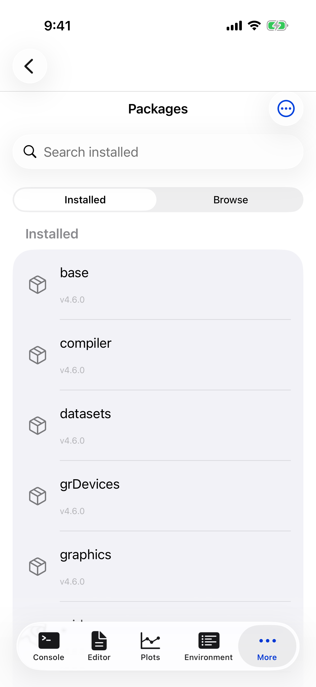 Packages active on iPhone