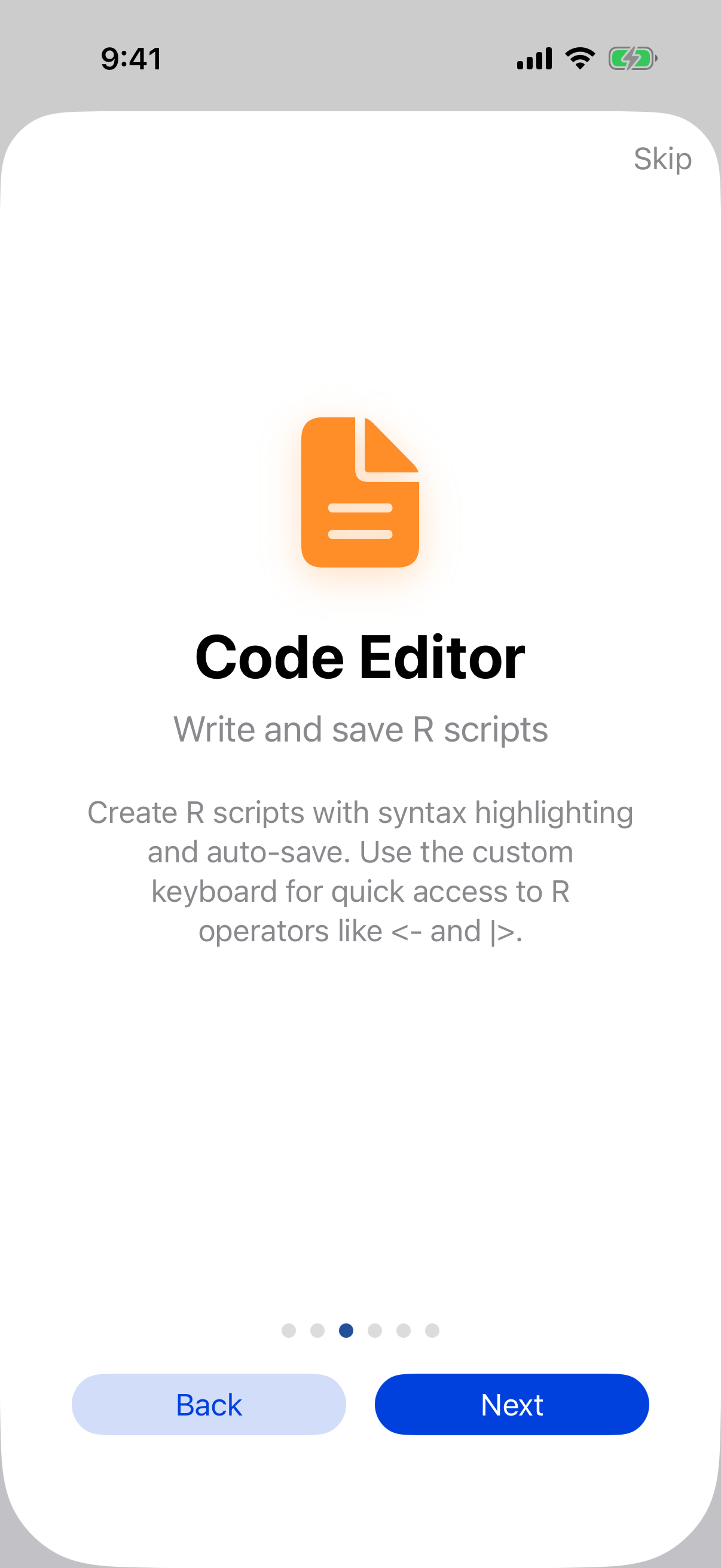 Onboarding editor on iPhone