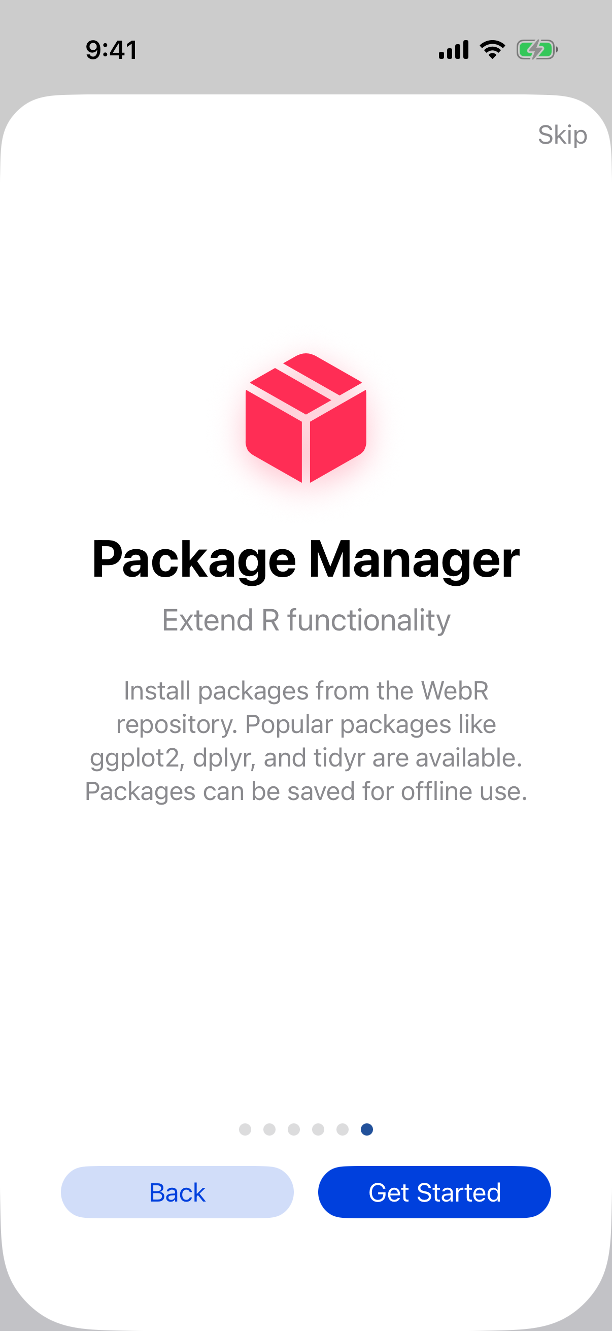Onboarding packages on iPhone