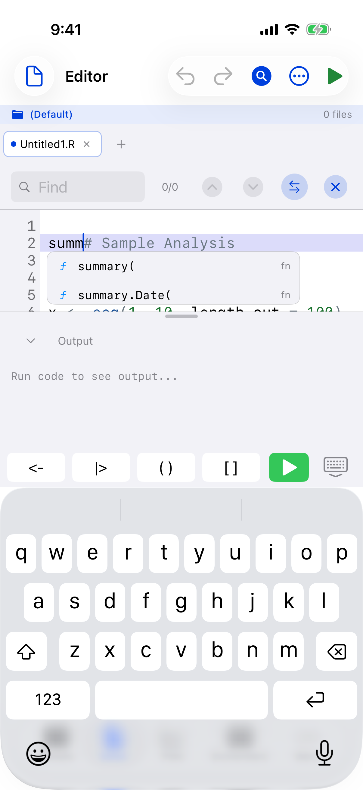 Editor outline on iPhone