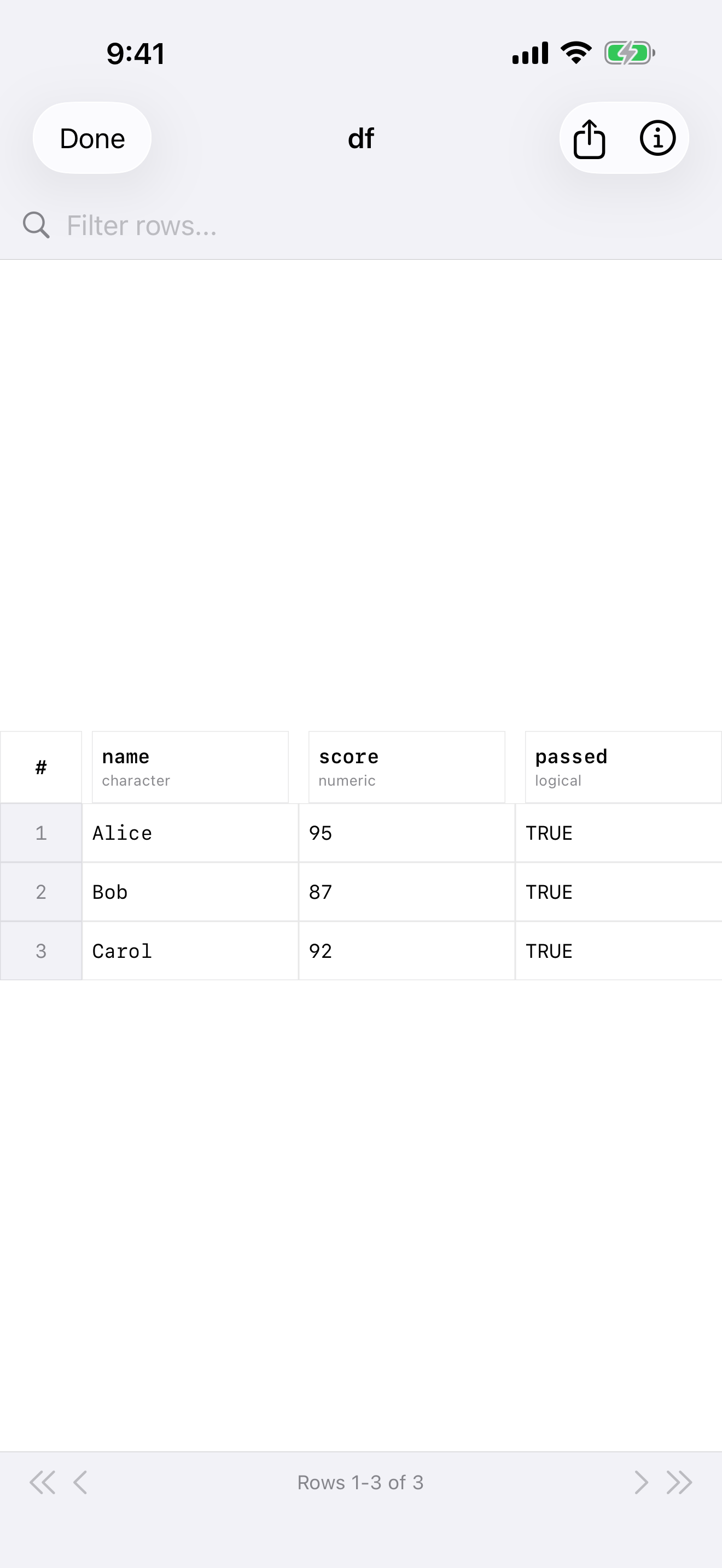 Column detail view on iPhone